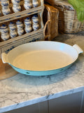 Vintage Teal Holland Enameled Cast Iron Casserole Dish