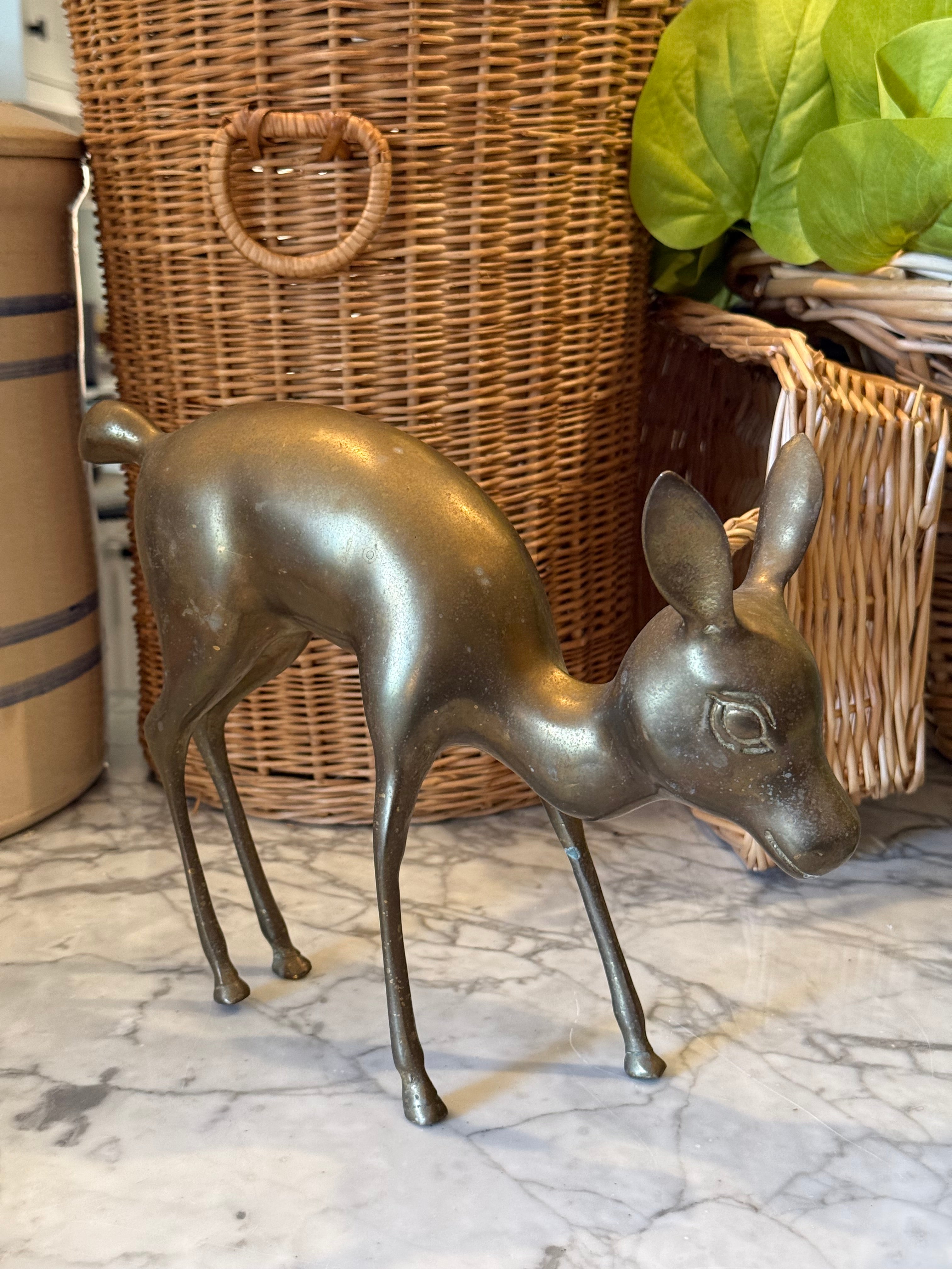 Vintage Brass Fawn Deer Figure