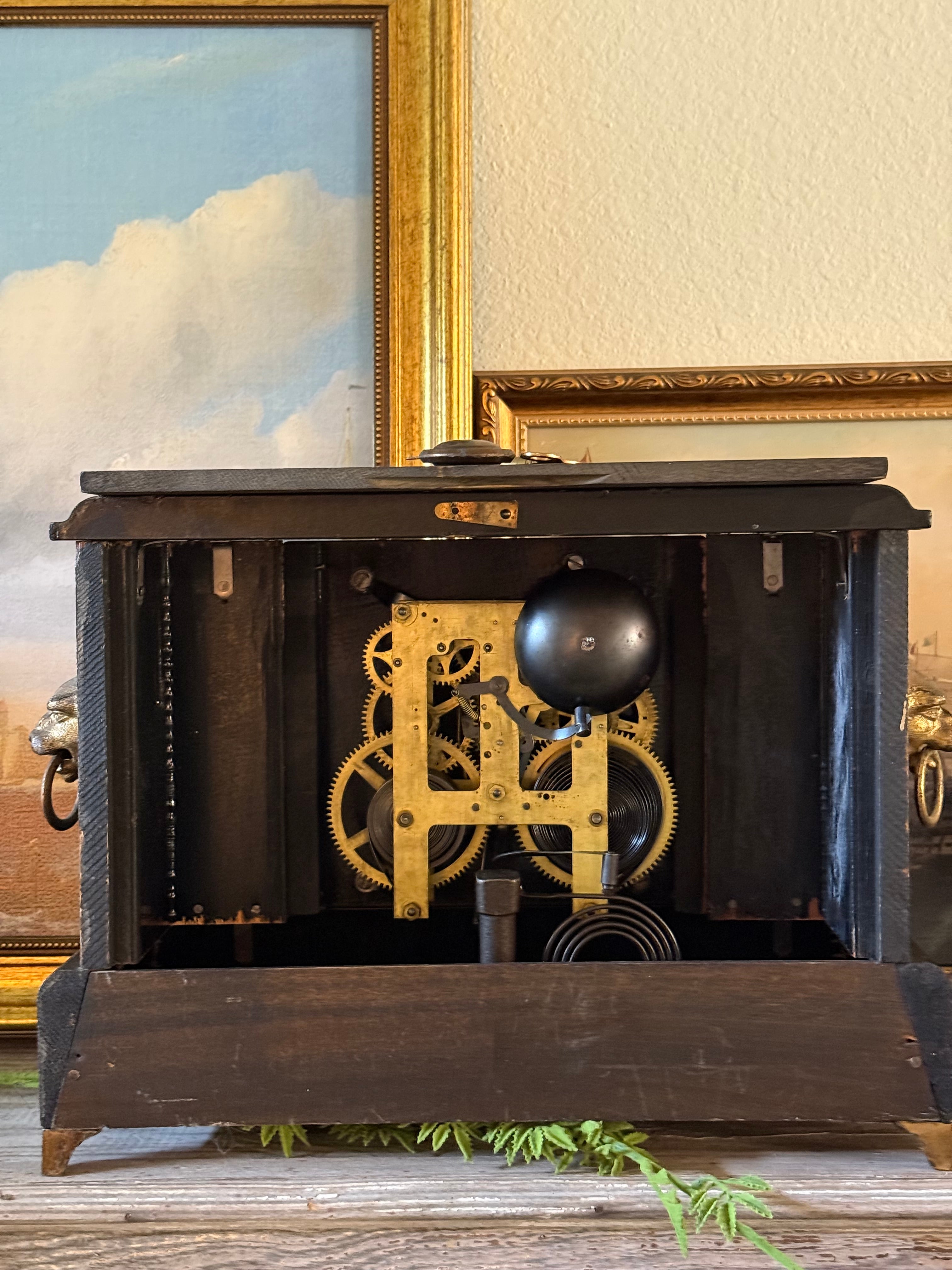 Antique E. Ingraham Co. Mantel Clock with Key & Pendulum