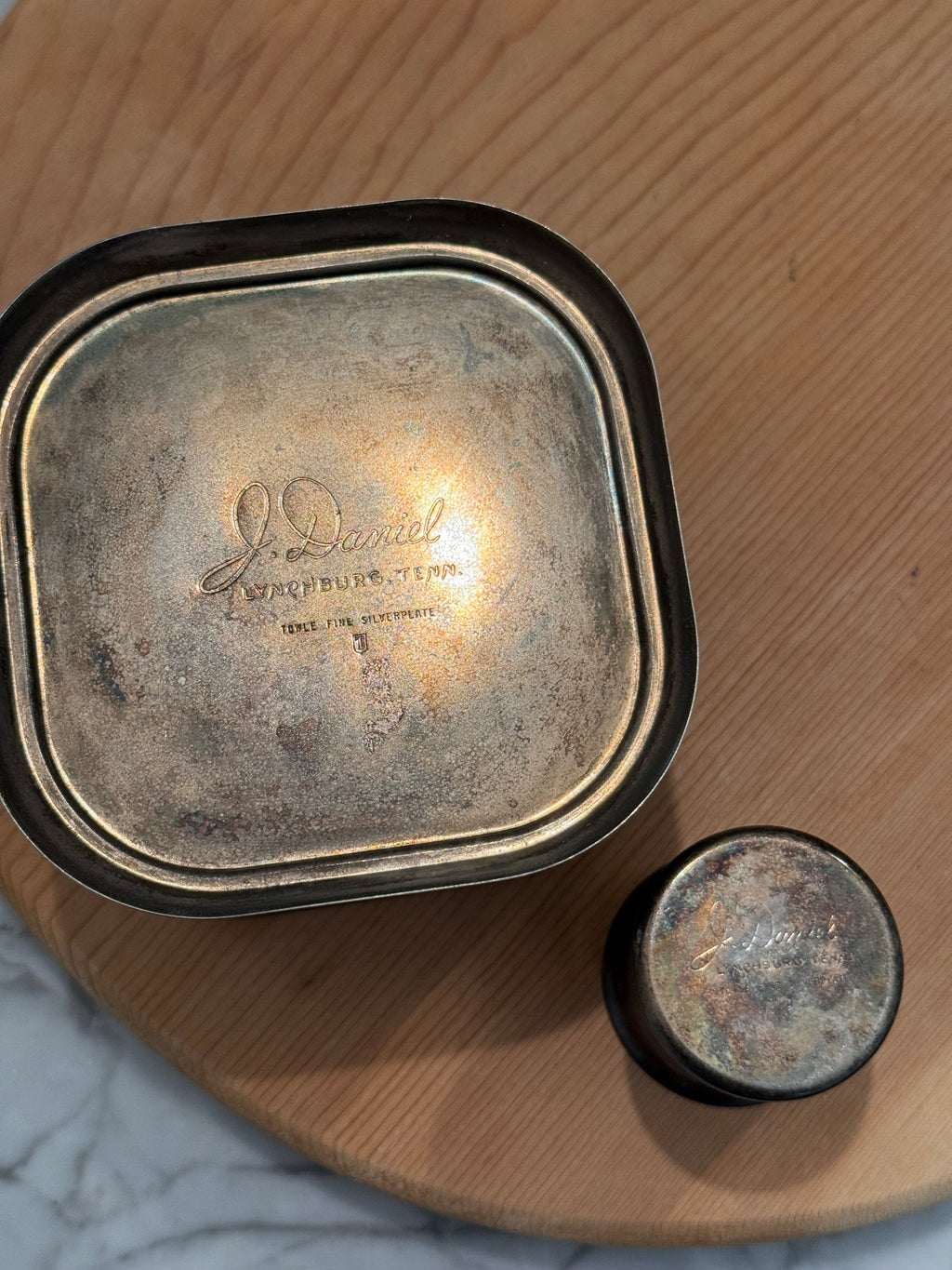 Vintage Jack Daniels Silverplate Bottle Holder Set