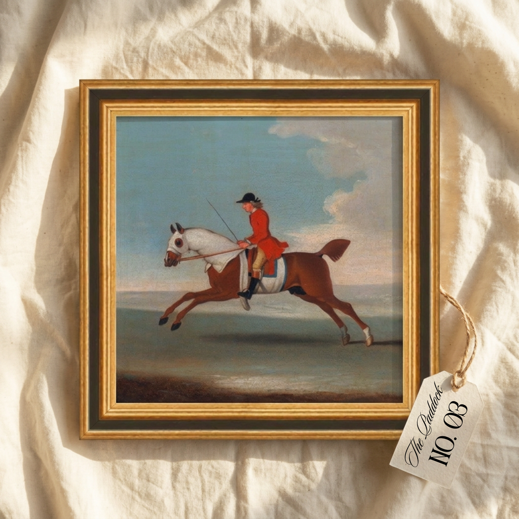 The Paddock No. 03 - 10x10" Framed English Racehorse Equestrian Portrait