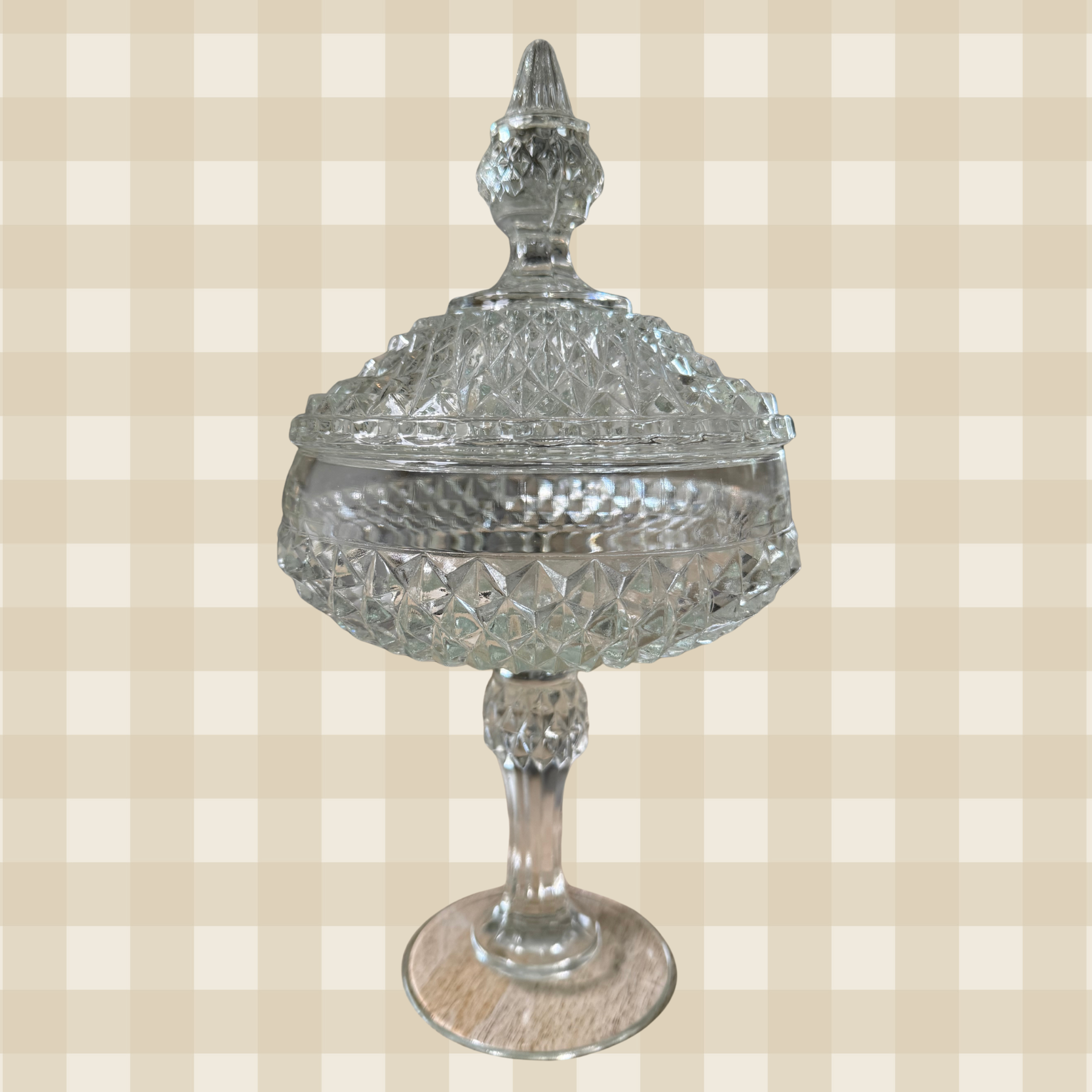 Vintage Diamond Point Pedestal Dish
