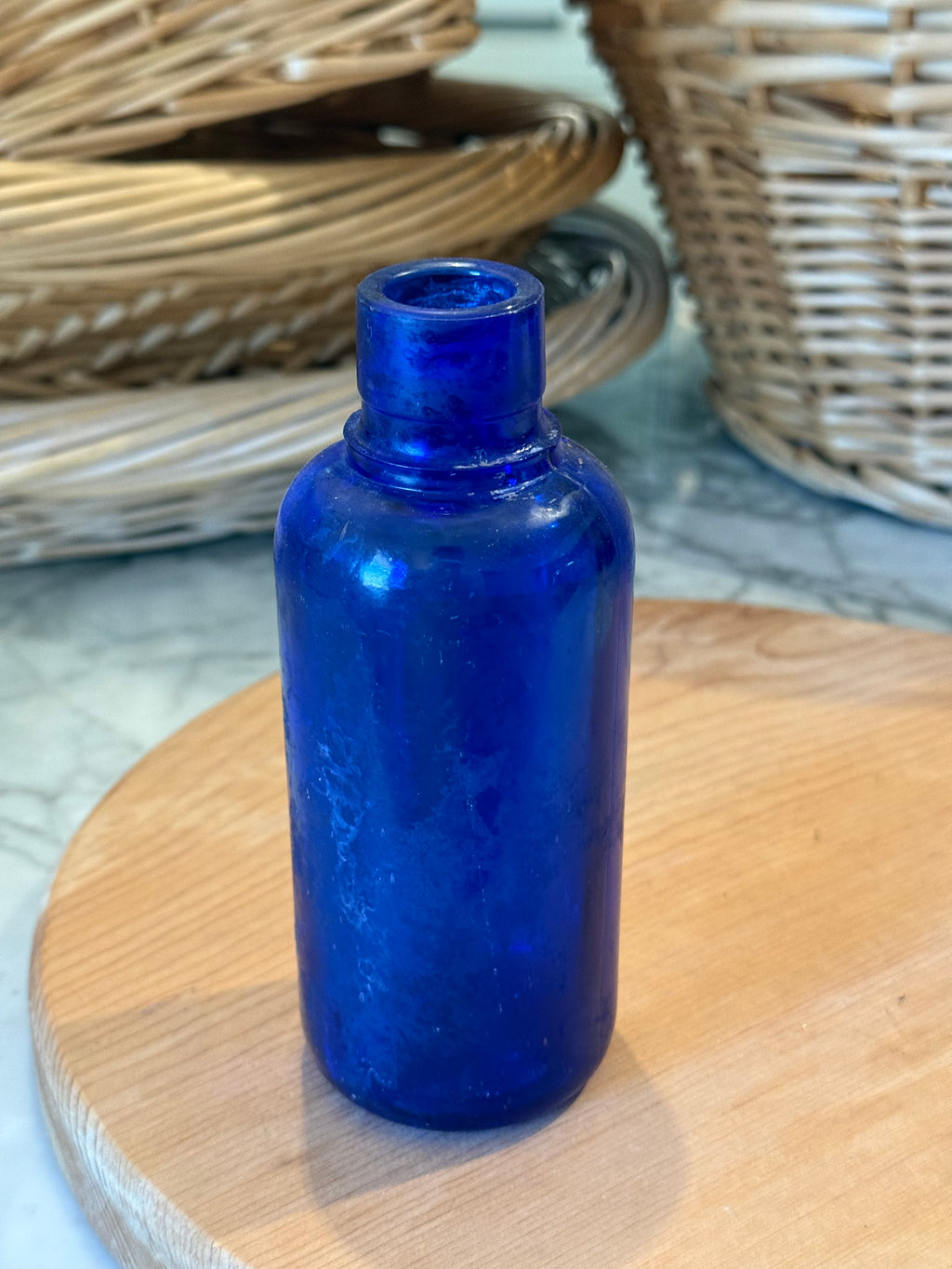 Vintage Smooth Cobalt Blue Medicine Bottle