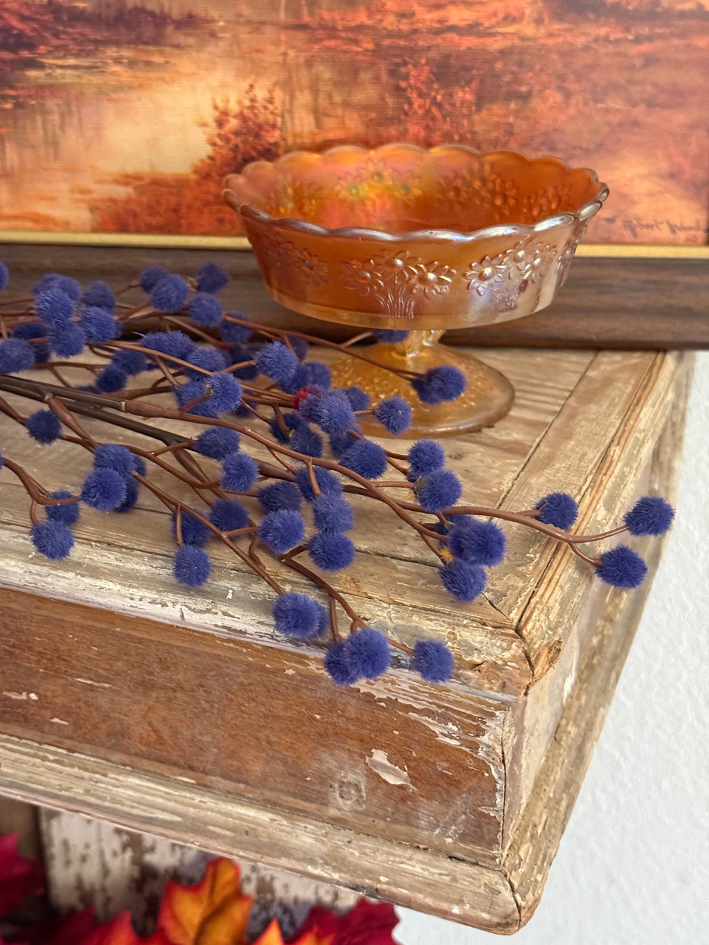 26" Midnight Blue Set of 2 Pom Fall Stems