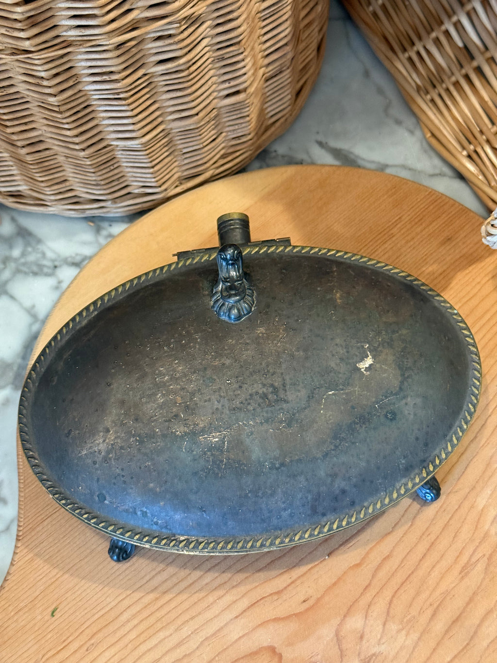 Antique Silver Silent Butler Dish