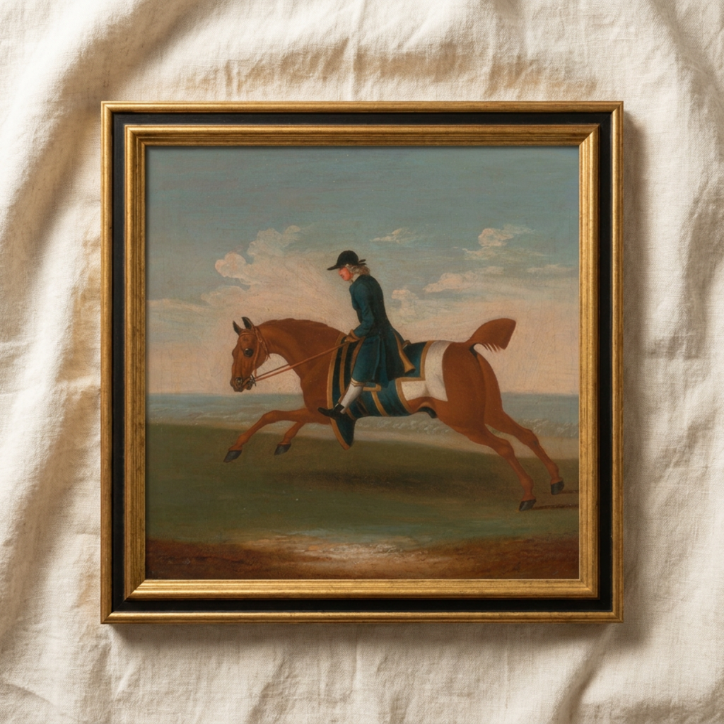 The Paddock No. 04 - 10x10" Framed English Racehorse Equestrian Portrait