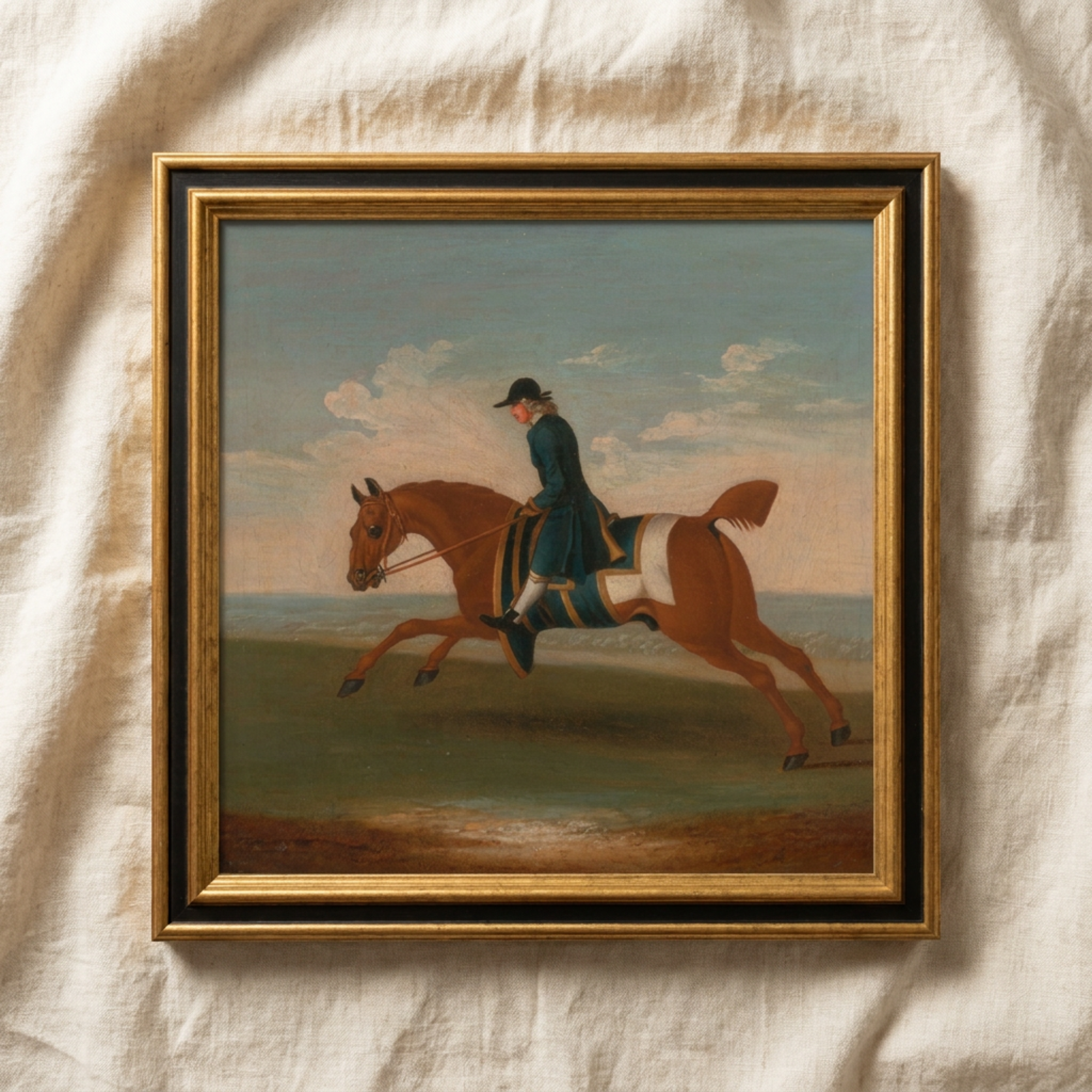 The Paddock No. 04 - 10x10" Framed English Racehorse Equestrian Portrait