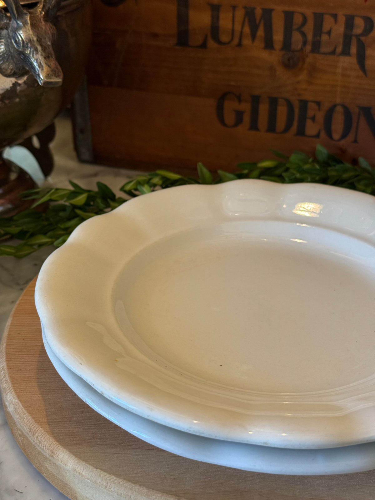 Vintage Wilhelmsburg Austrian Scalloped Pasta Plates, Set of 2