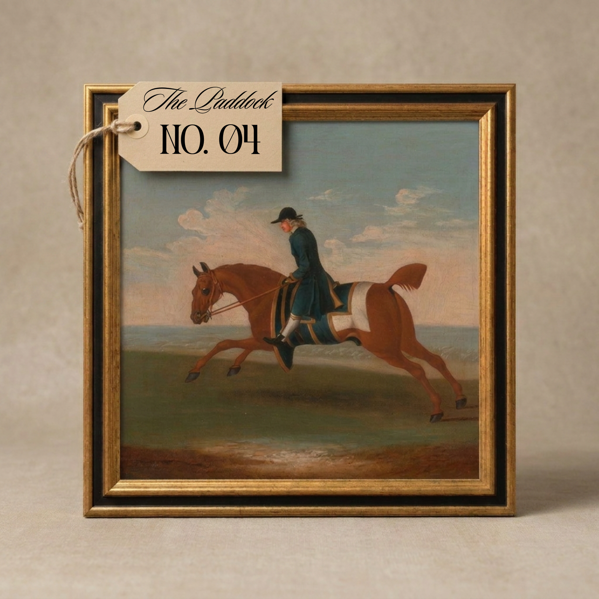 The Paddock No. 04 - 10x10" Framed English Racehorse Equestrian Portrait