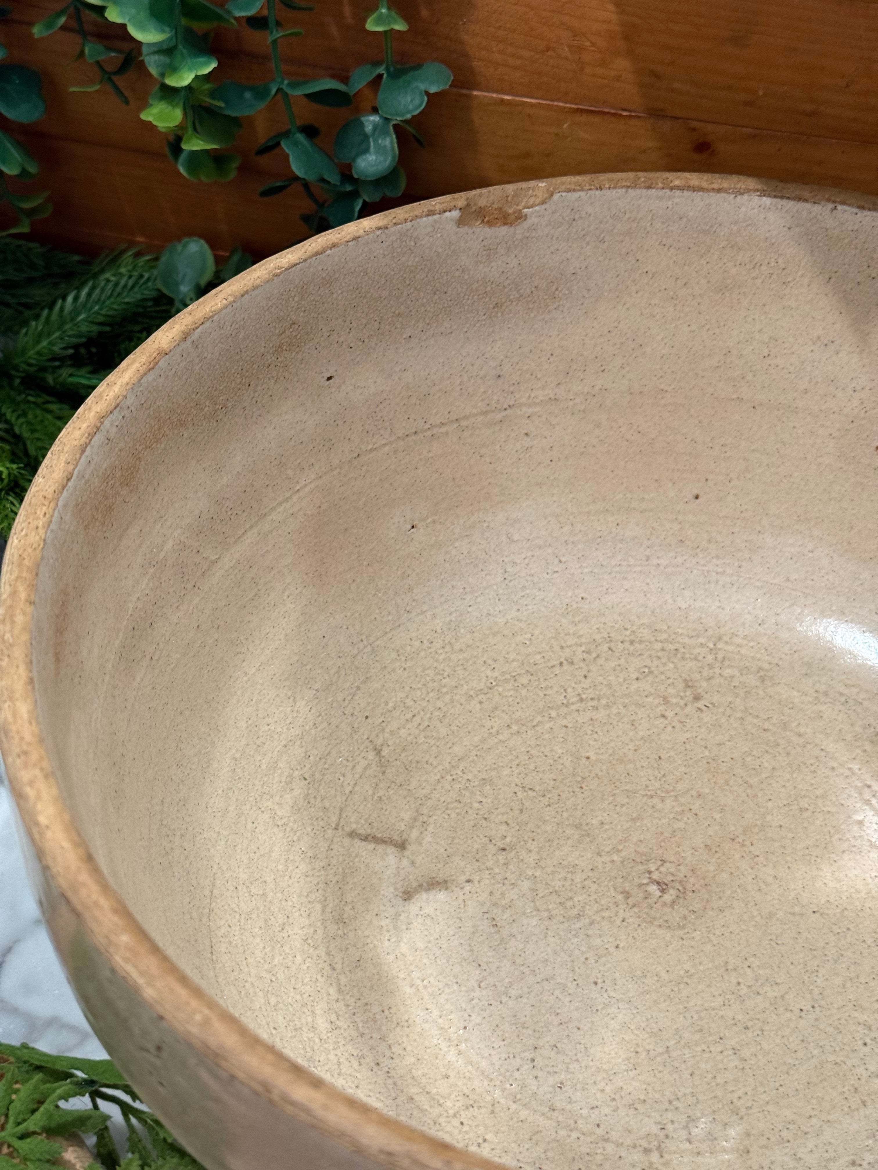 Antique Primitive Stoneware Shoulder Crock Bowl - 11"