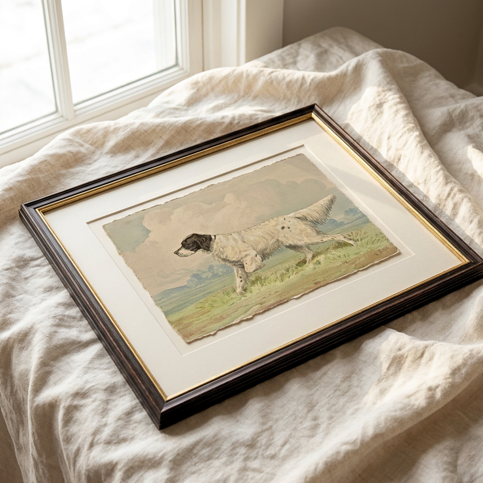 The Field Dog No. 01 - Archival Deckled Edge Framed Retriever Print