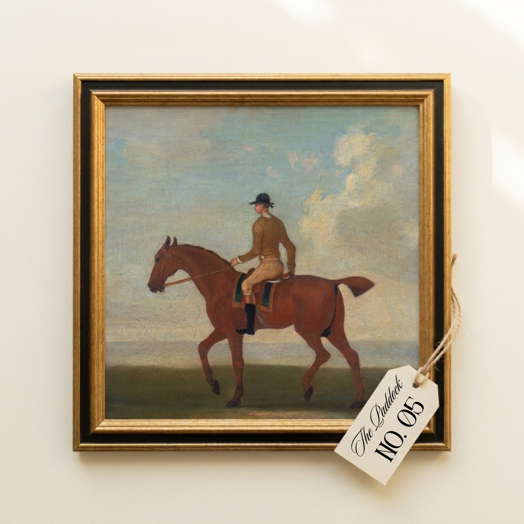 The Paddock No. 05 - 10x10" Framed English Racehorse Equestrian Portrait