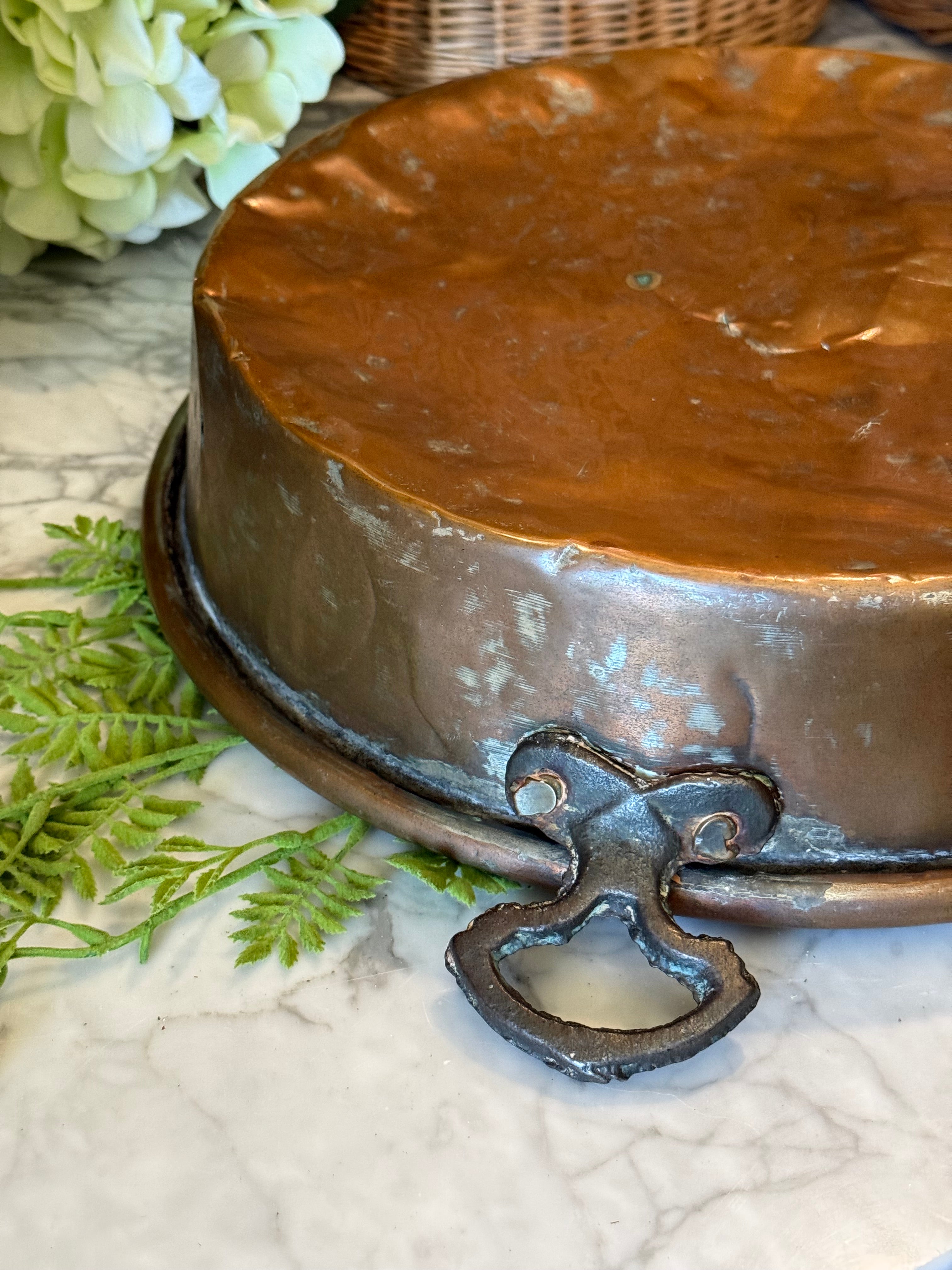 Antique European Copper Baking Pan - 14"