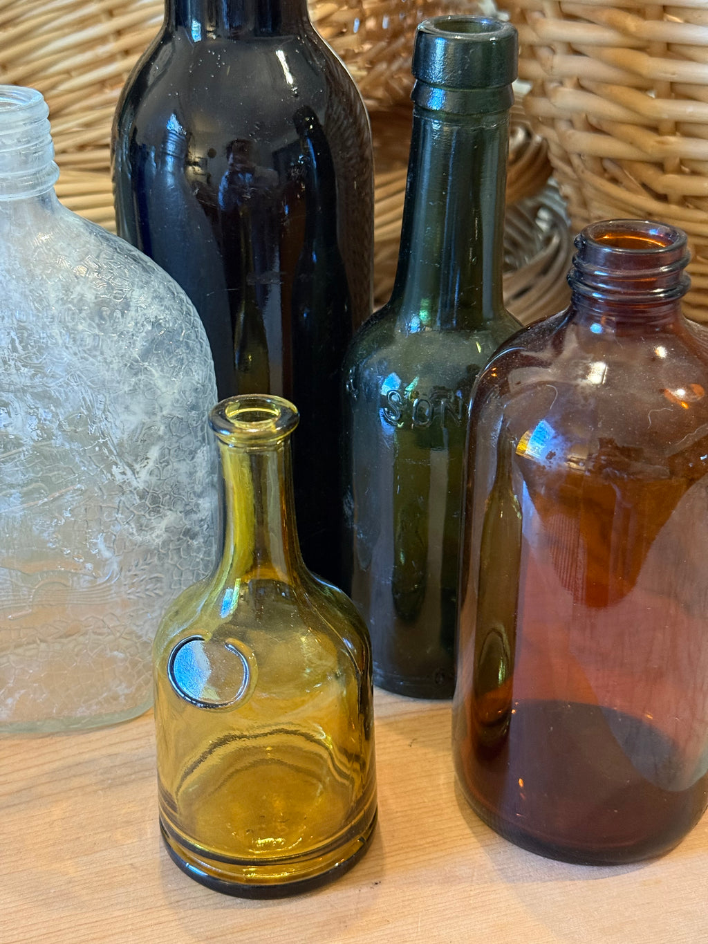 Petite Japanese Amber Glass Bottle