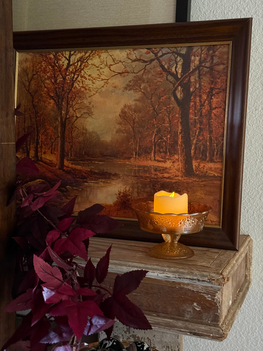 Vintage 18x14" Robert Wood Framed Autumn Forest Landscape