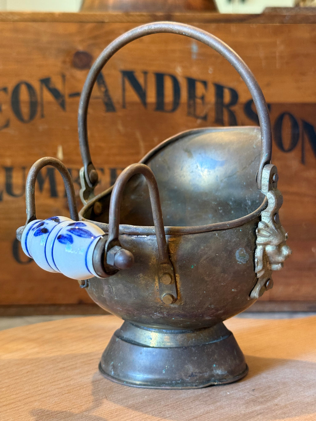 Petite Vintage Copper Coal Scuttle Bucket