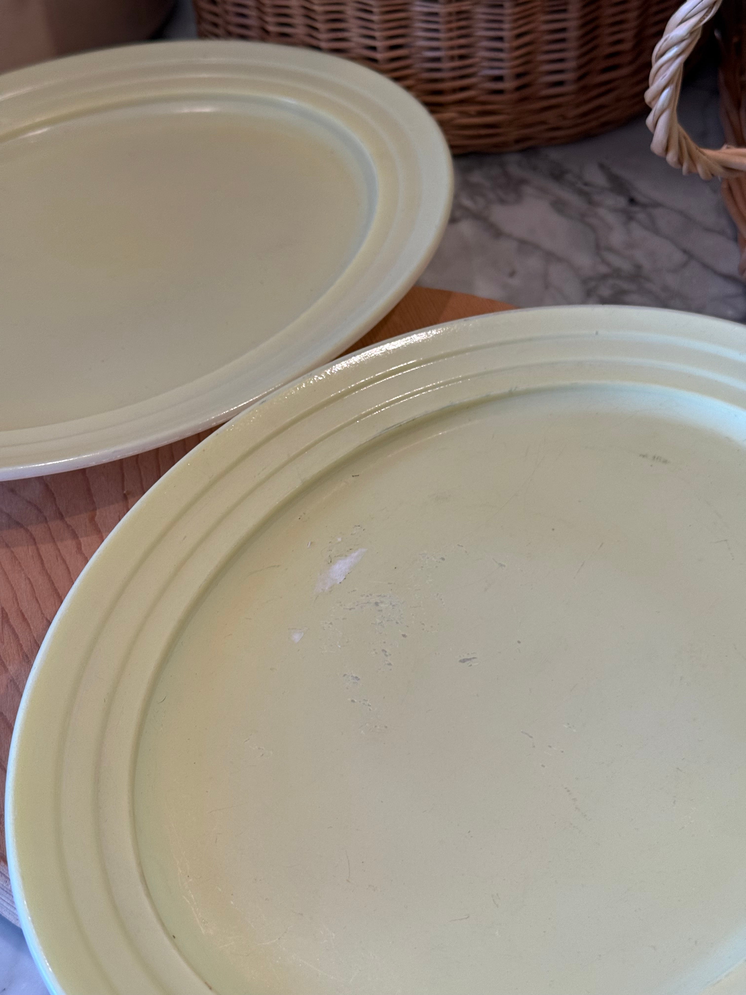 Vintage Yellow Platonite Oval Platters, Set of 2