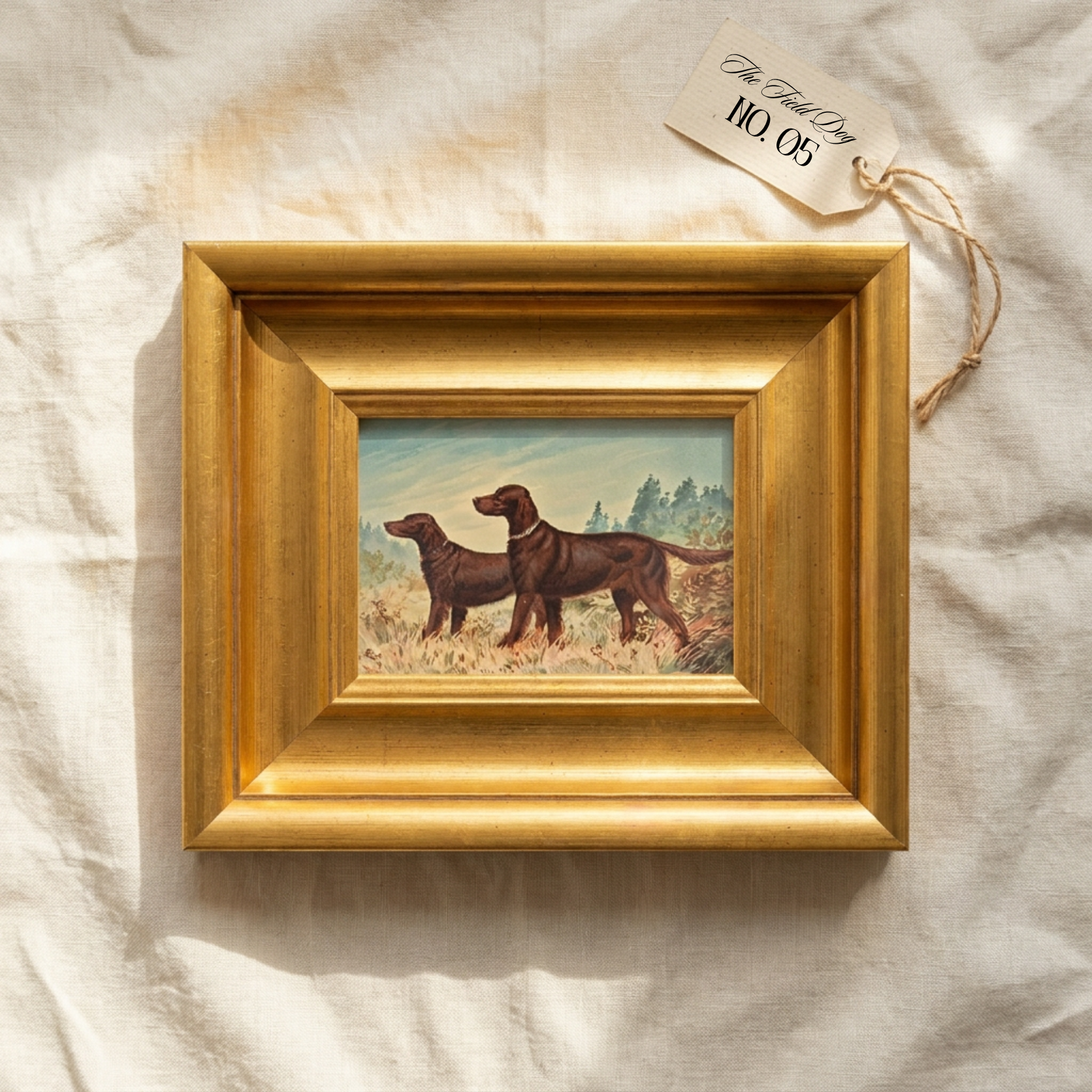 The Field Dog No. 05 - 5x7 Antique Inspired Gold Framed English Sporting Dog Portrait