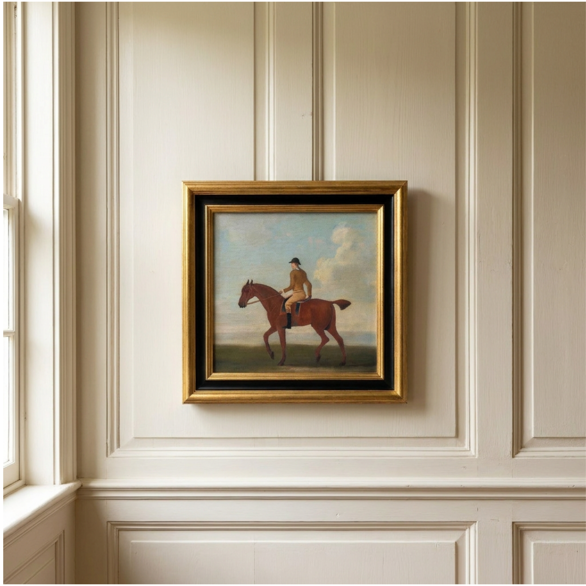 The Paddock No. 05 - 10x10" Framed English Racehorse Equestrian Portrait