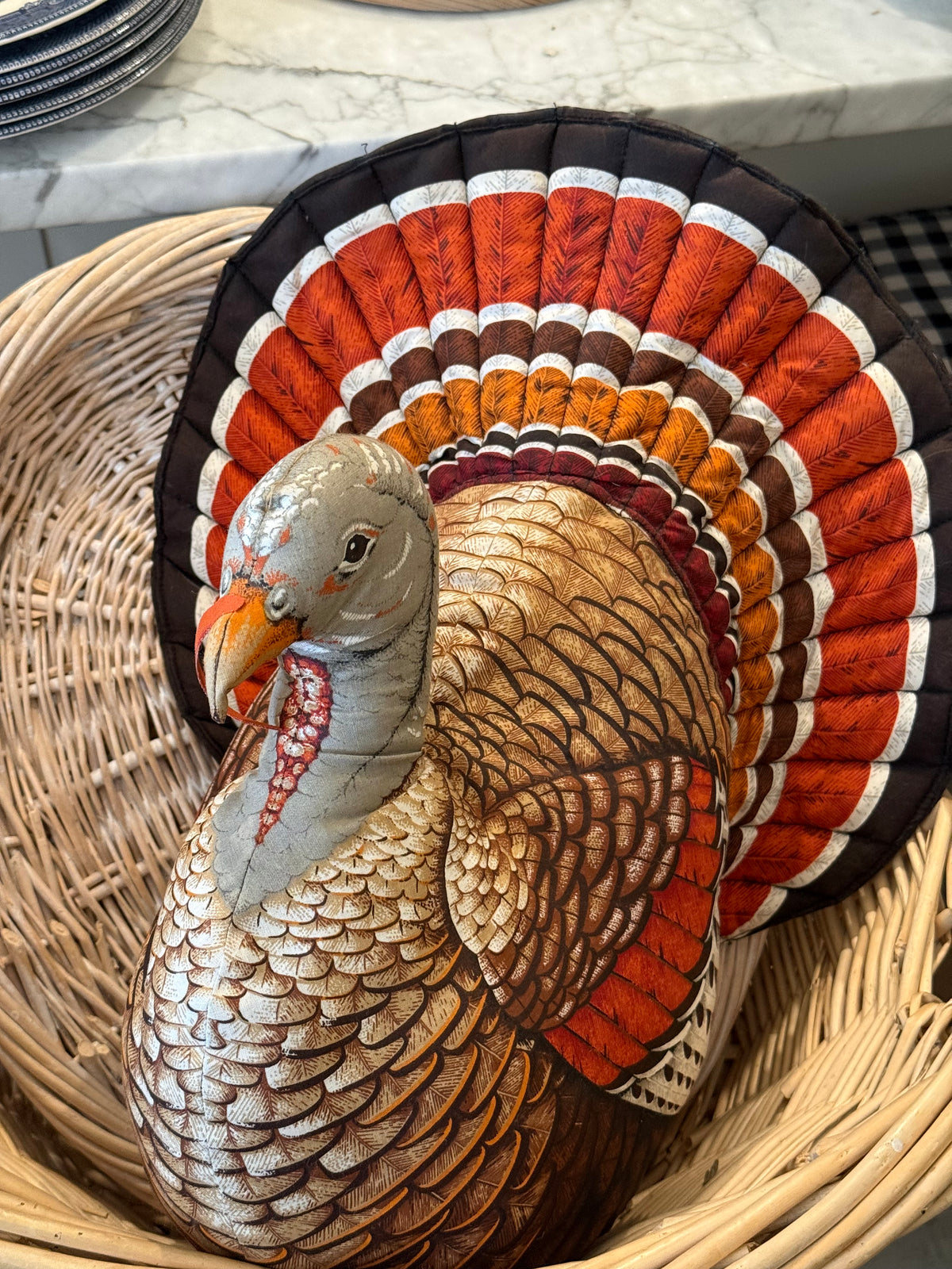 Vintage Stuffed Thanksgiving Tom Turkey Pillow