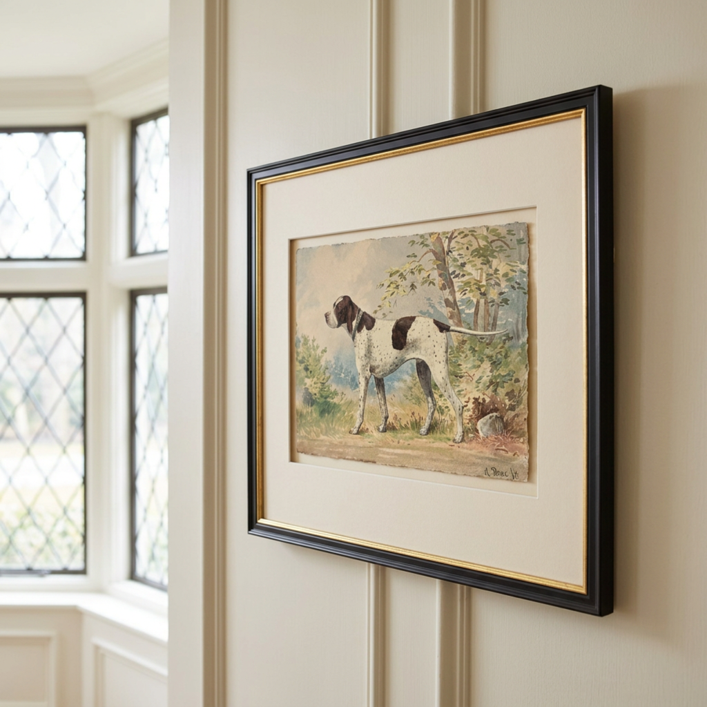 The Field Dog No. 02 - Archival Deckled Edge Framed Hunting Dog Print