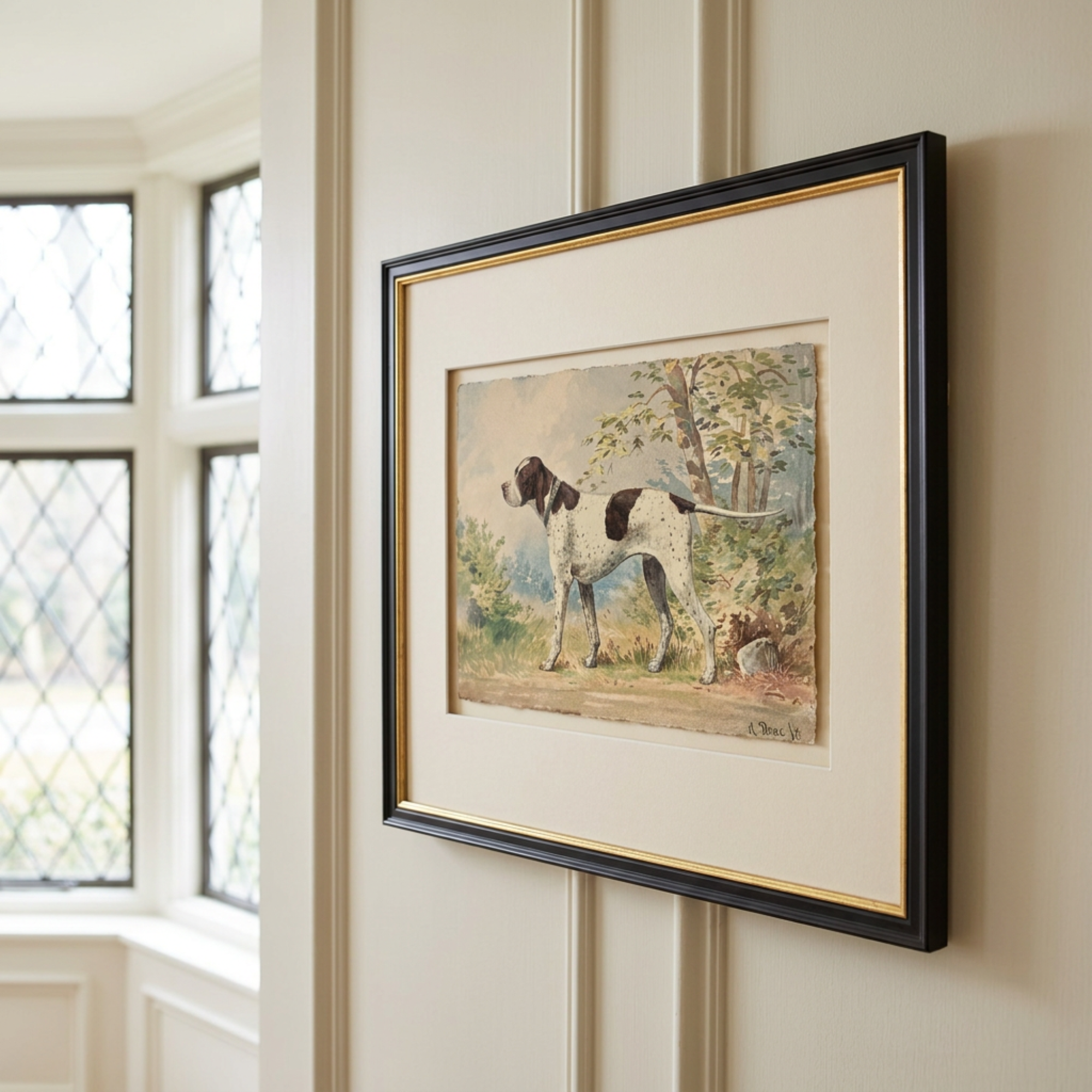 The Field Dog No. 02 - Archival Deckled Edge Framed Hunting Dog Print