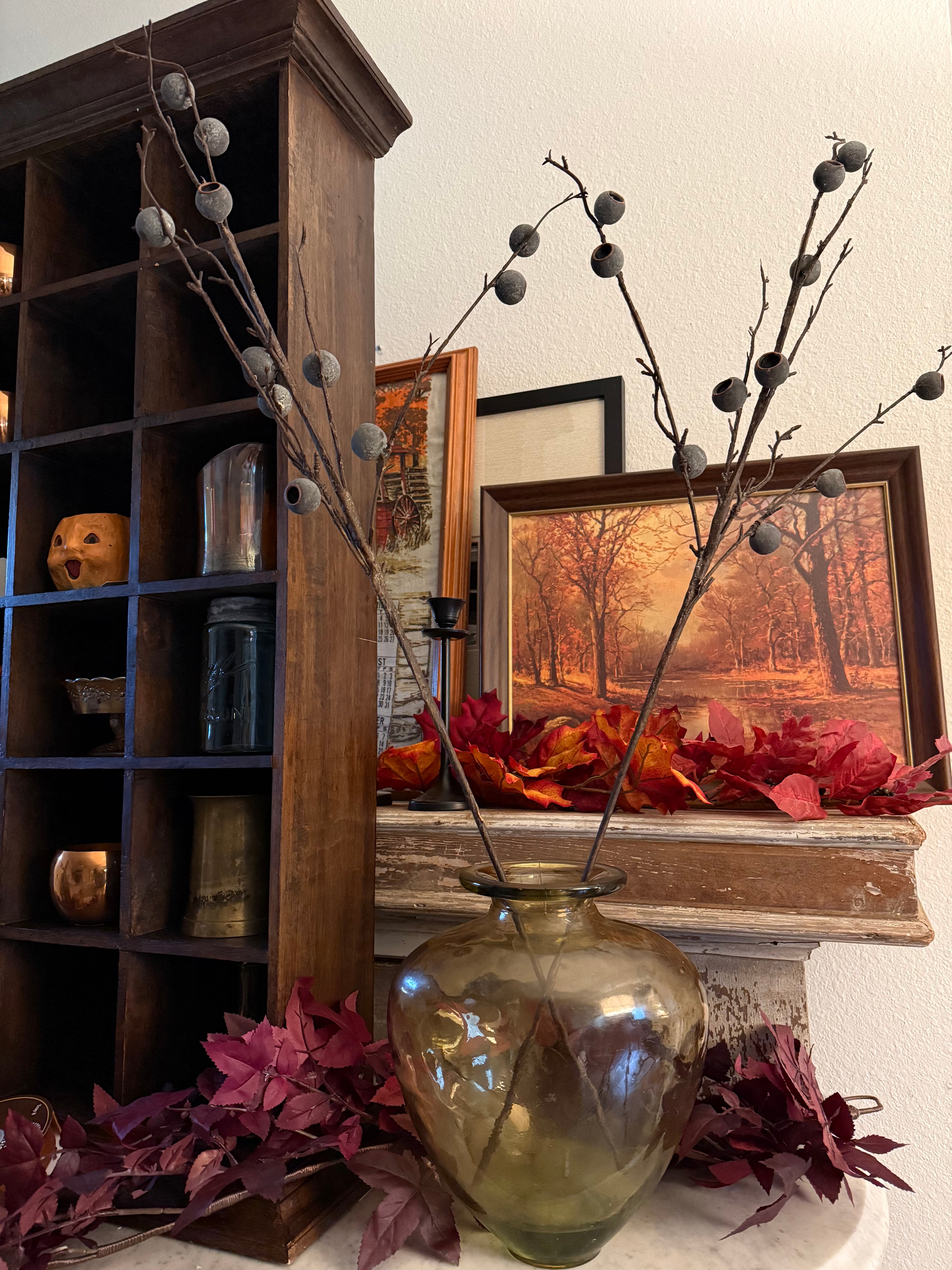 35" Faux Set of 2 Midnight Berry Stems