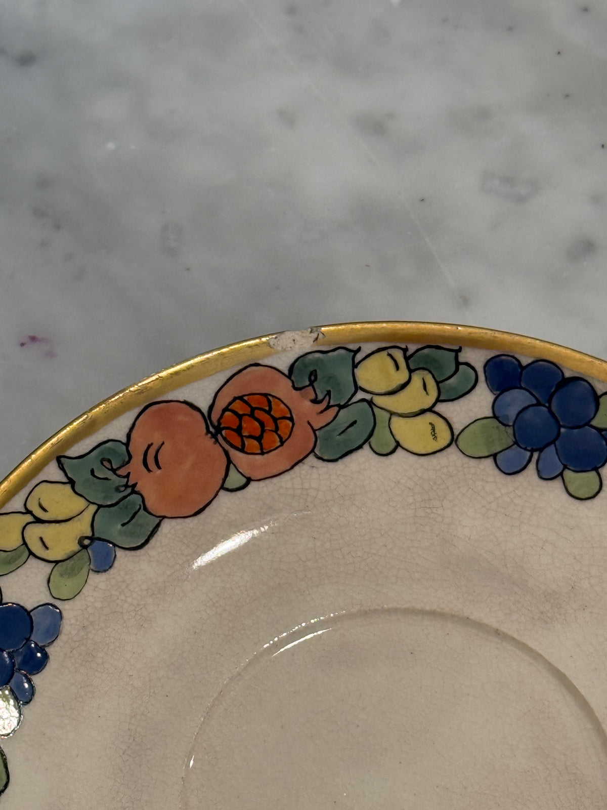Antique Chinoiserie Ironstone Teacups & Saucers, Set of 4