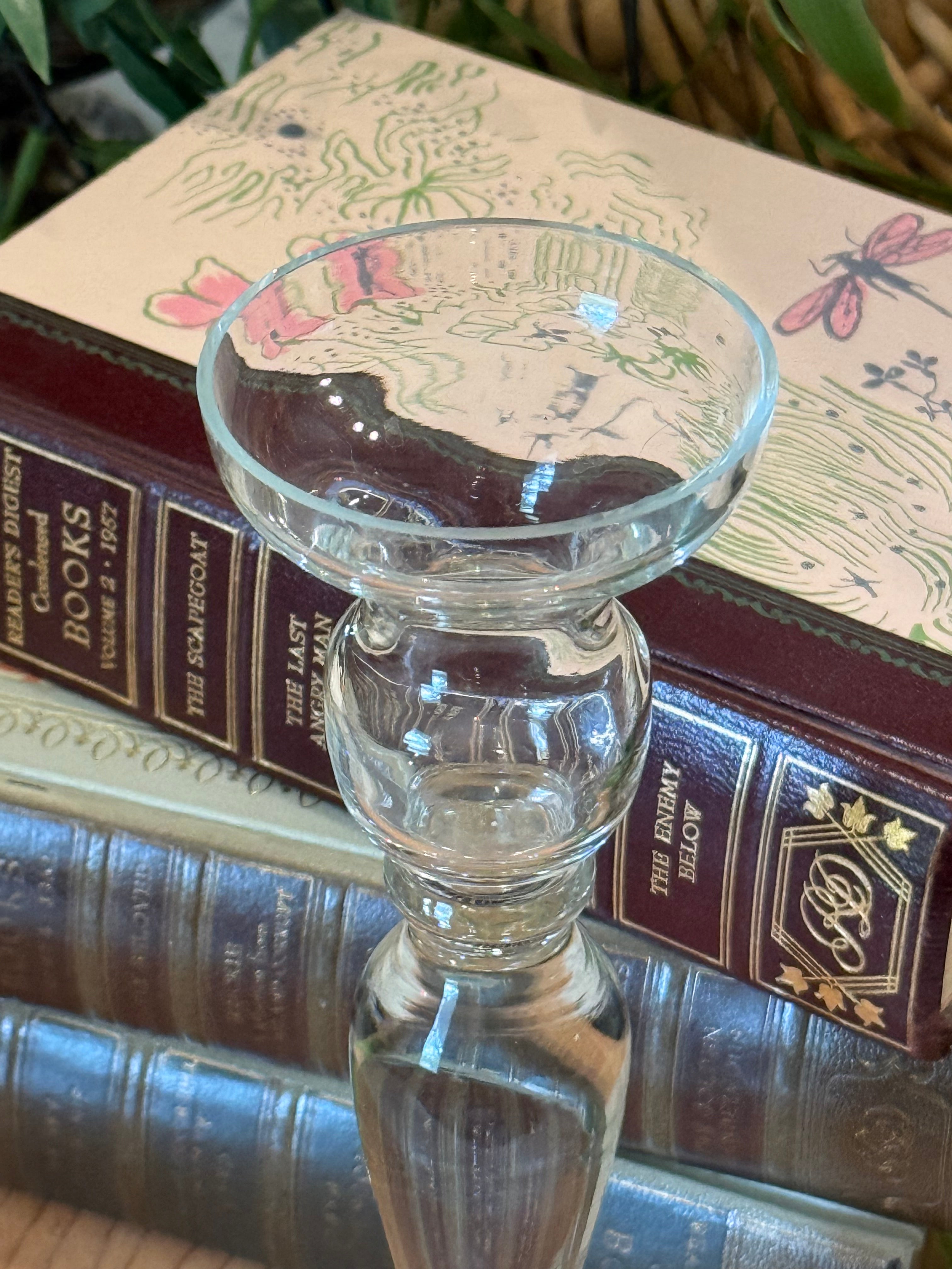 Clear Glass Tapered Candlestick Holder - 9" Vintage Tabletop Decor