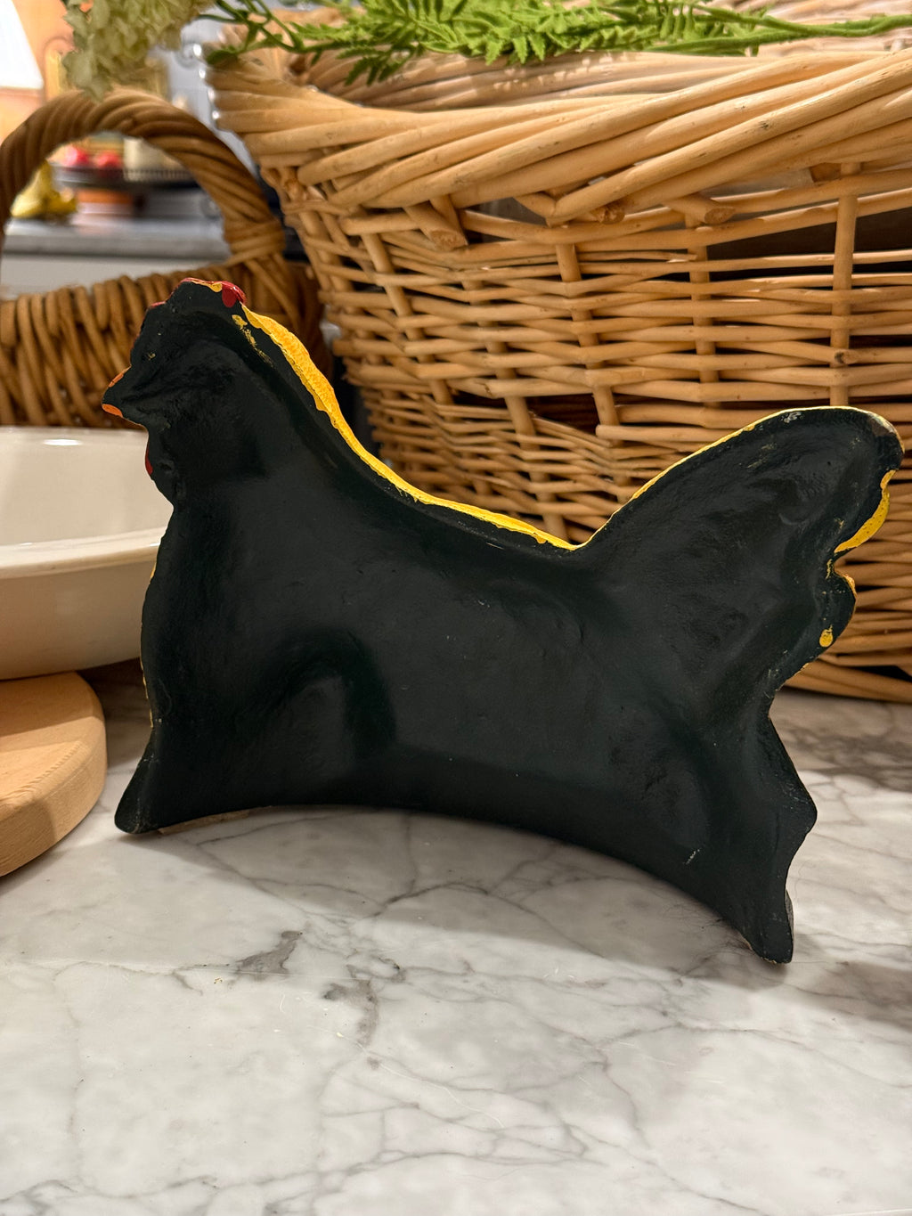 Vintage Farmhouse Cast Iron Chicken and Chicks Doorstop