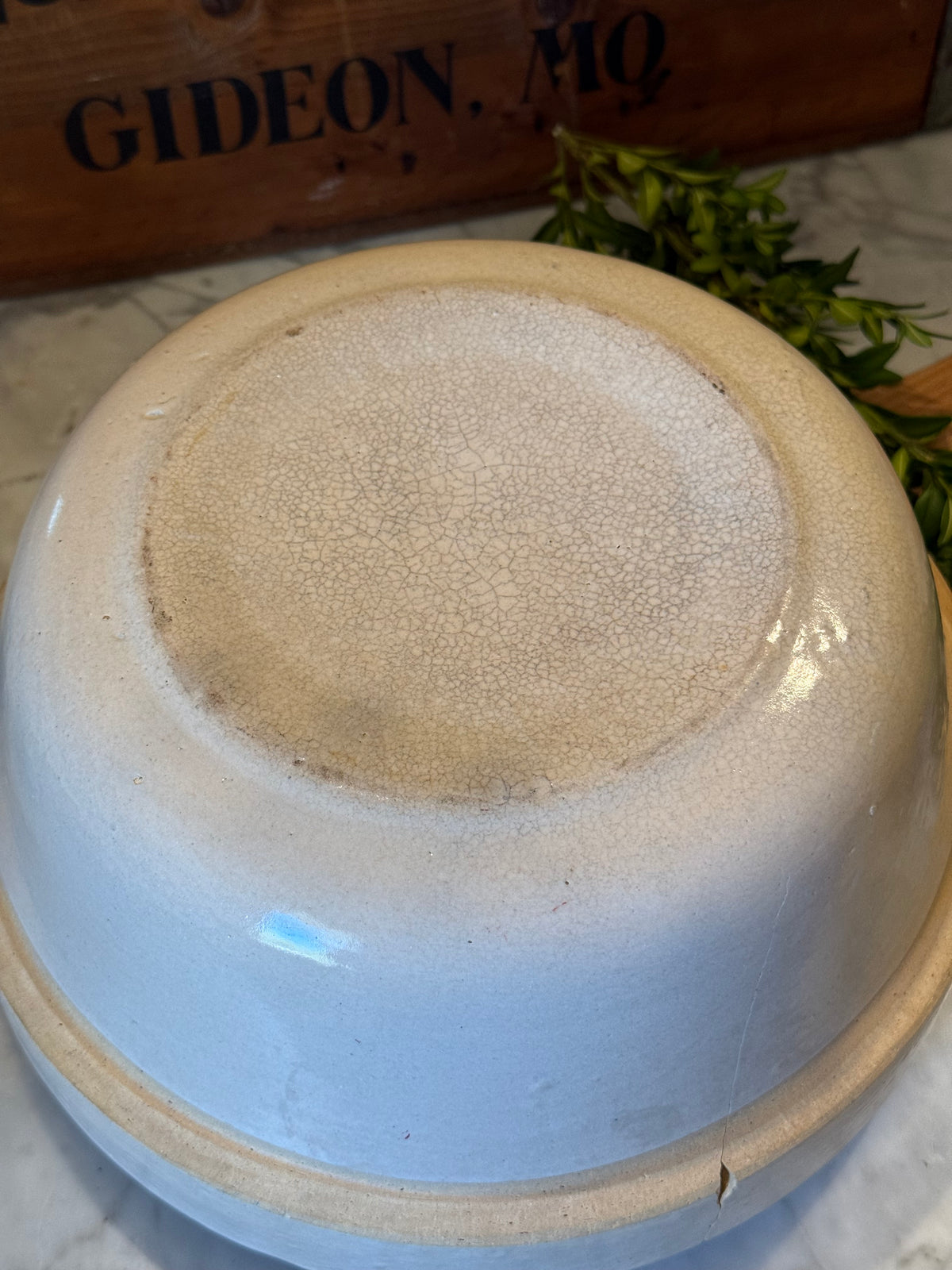 Antique Primitive Cream Dough Shoulder Bowl - 10.5"