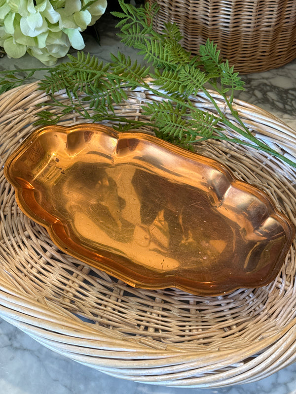 Vintage Copper Craft Guild Scalloped Oval Platter Tray