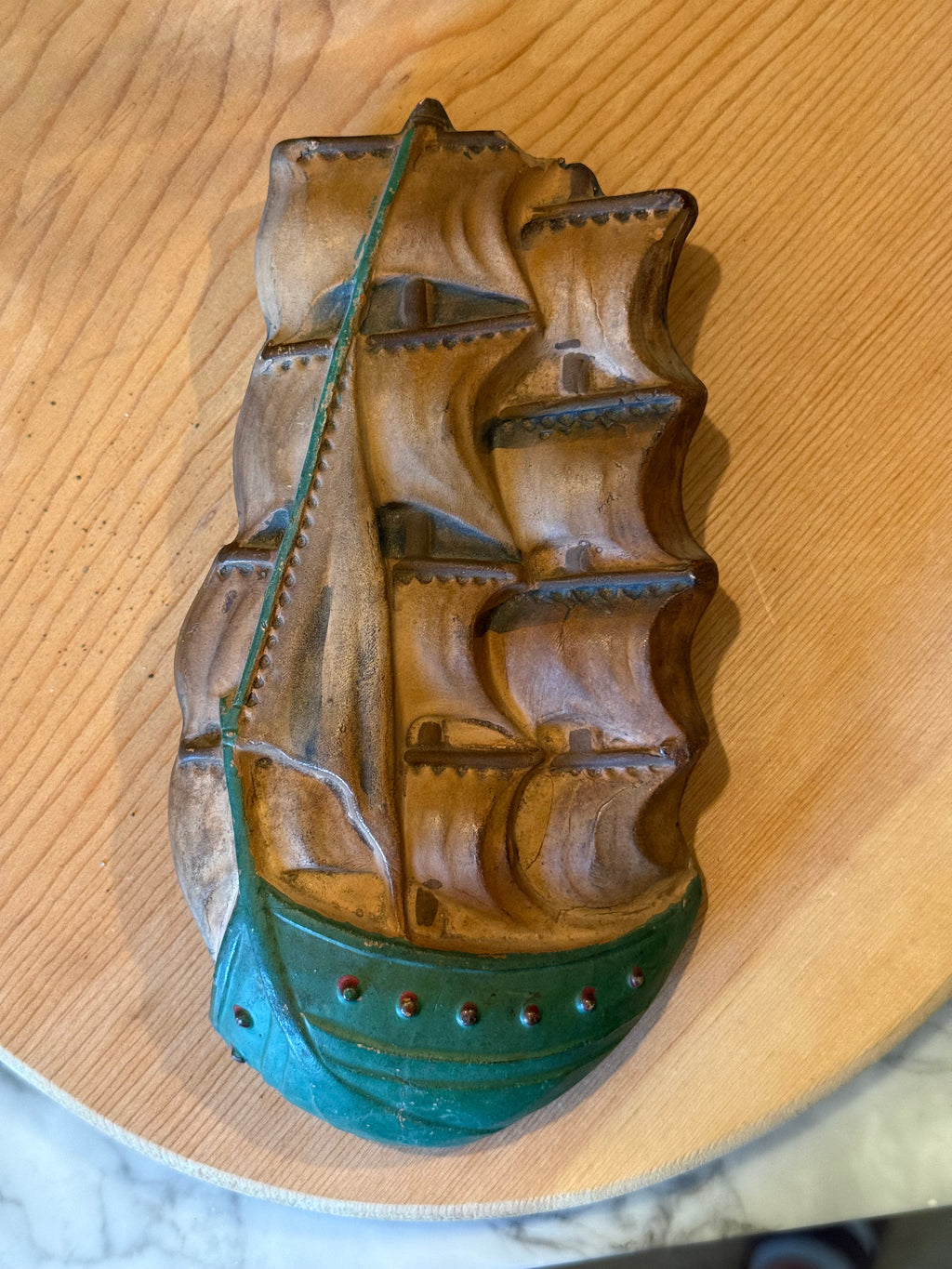 Vintage Ceramic Clipper Ship Wall Pocket