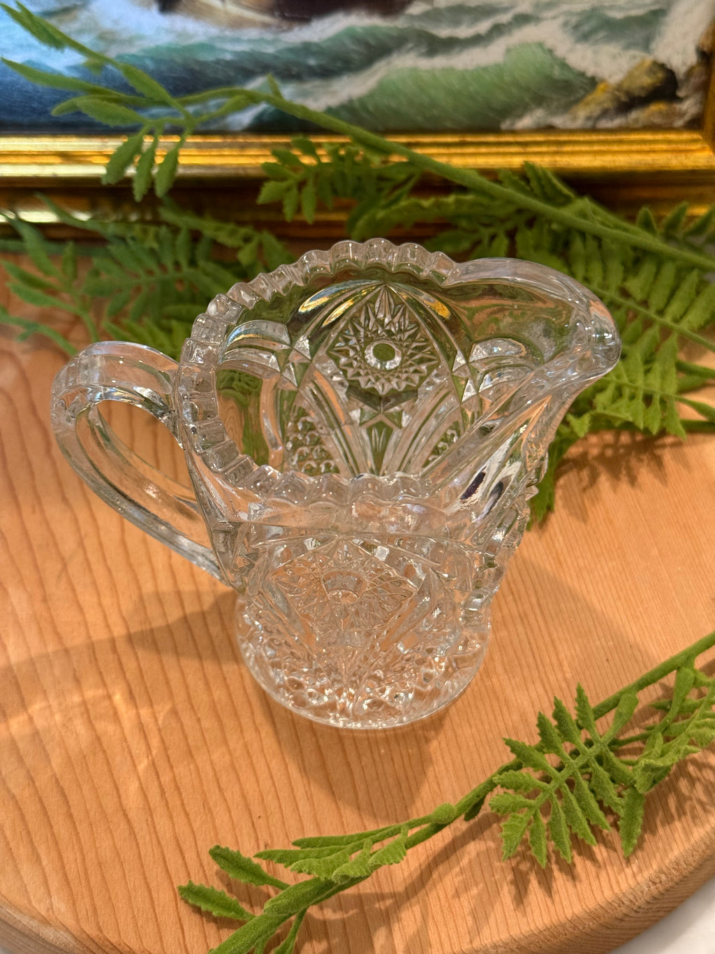 Vintage EAPG Sawtooth Edge Mini Pitcher - 4" Clear Glass Creamer