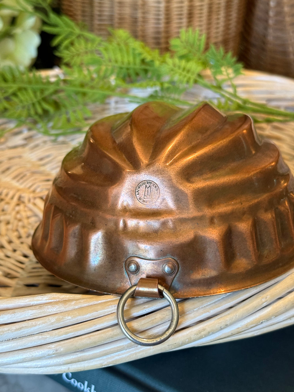 Vintage Wagner Copper Cake Jelly Mold - German Tin Lined Spiral Bundt Pan