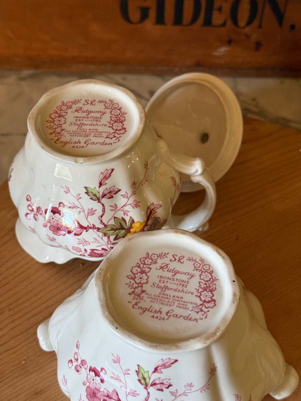Vintage Ridgway English Garden Ironstone Cream & Sugar Set