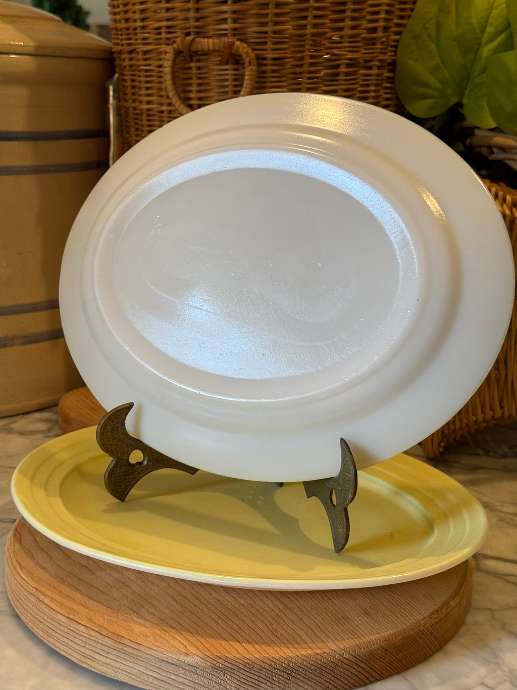Vintage Yellow Platonite Oval Platters, Set of 2