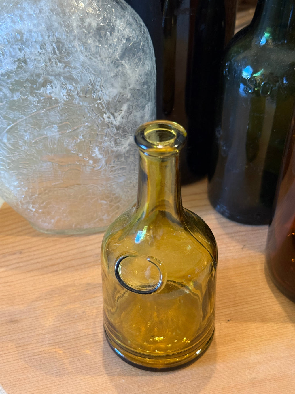 Petite Japanese Amber Glass Bottle