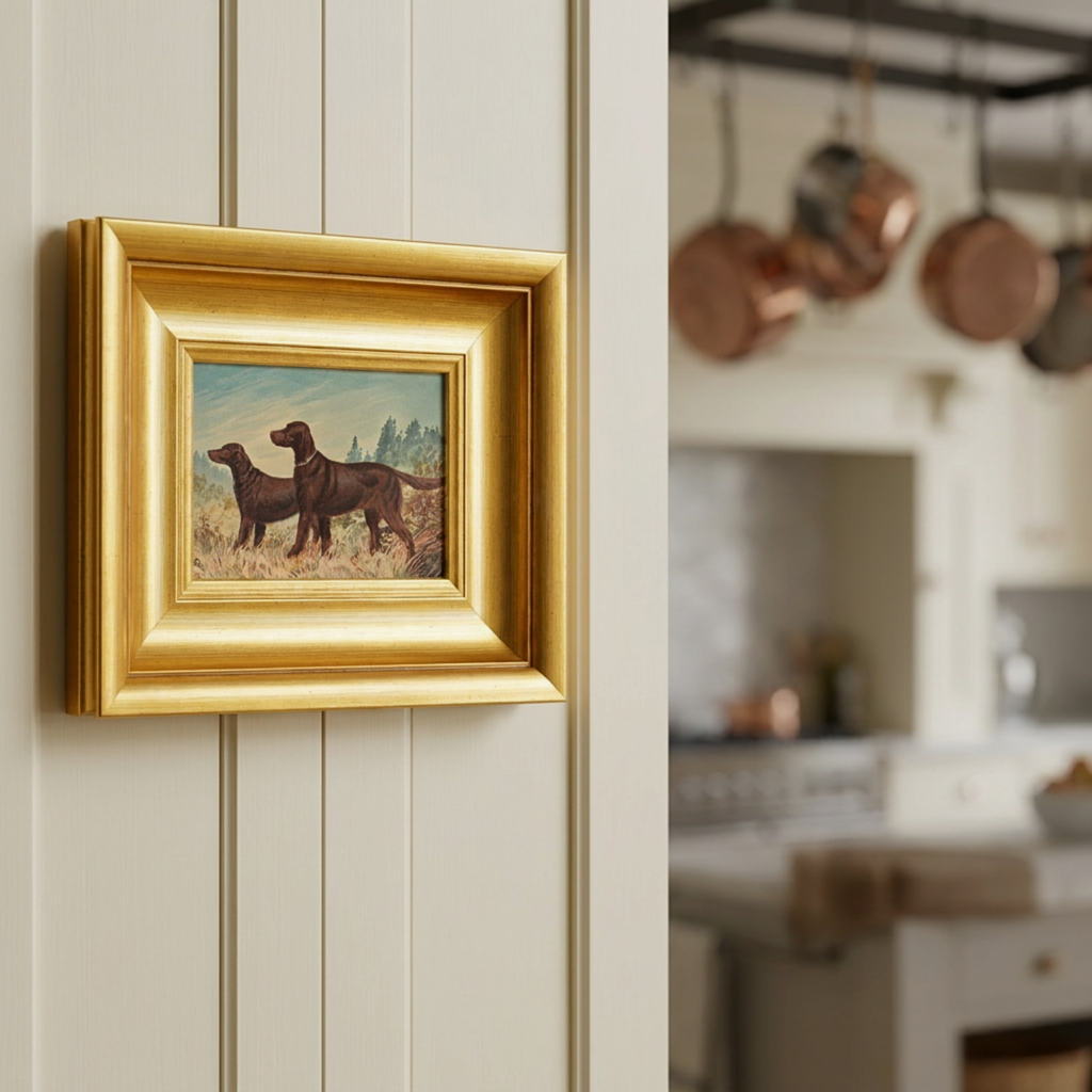 The Field Dog No. 05 - 5x7 Antique Inspired Gold Framed English Sporting Dog Portrait