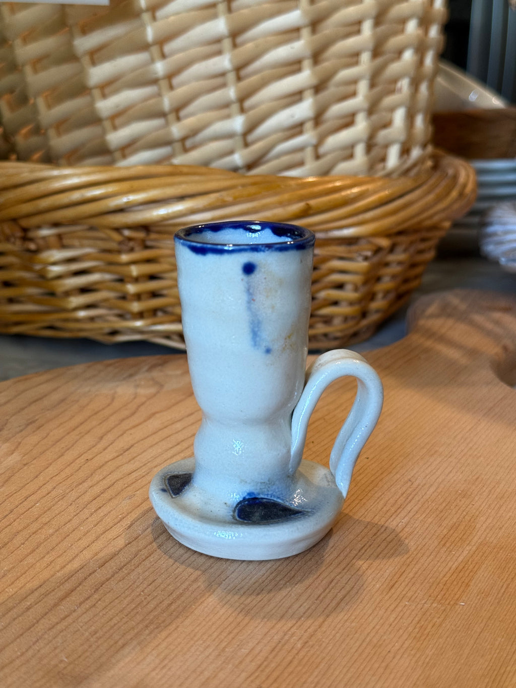 Vintage Williamsburg Pottery Salt Glazed Stoneware Candlestick Holder