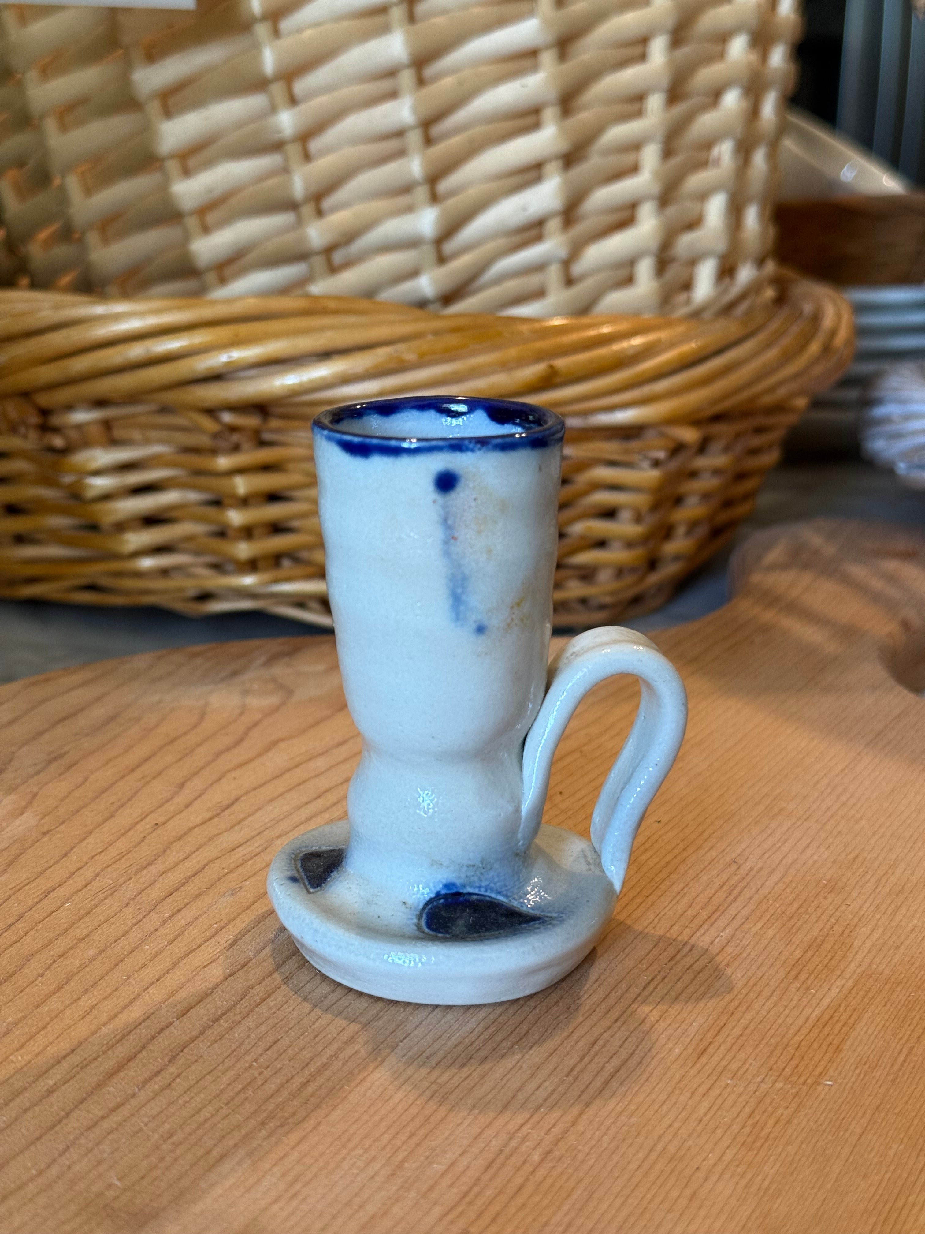 Vintage Williamsburg Pottery Salt Glazed Stoneware Candlestick Holder