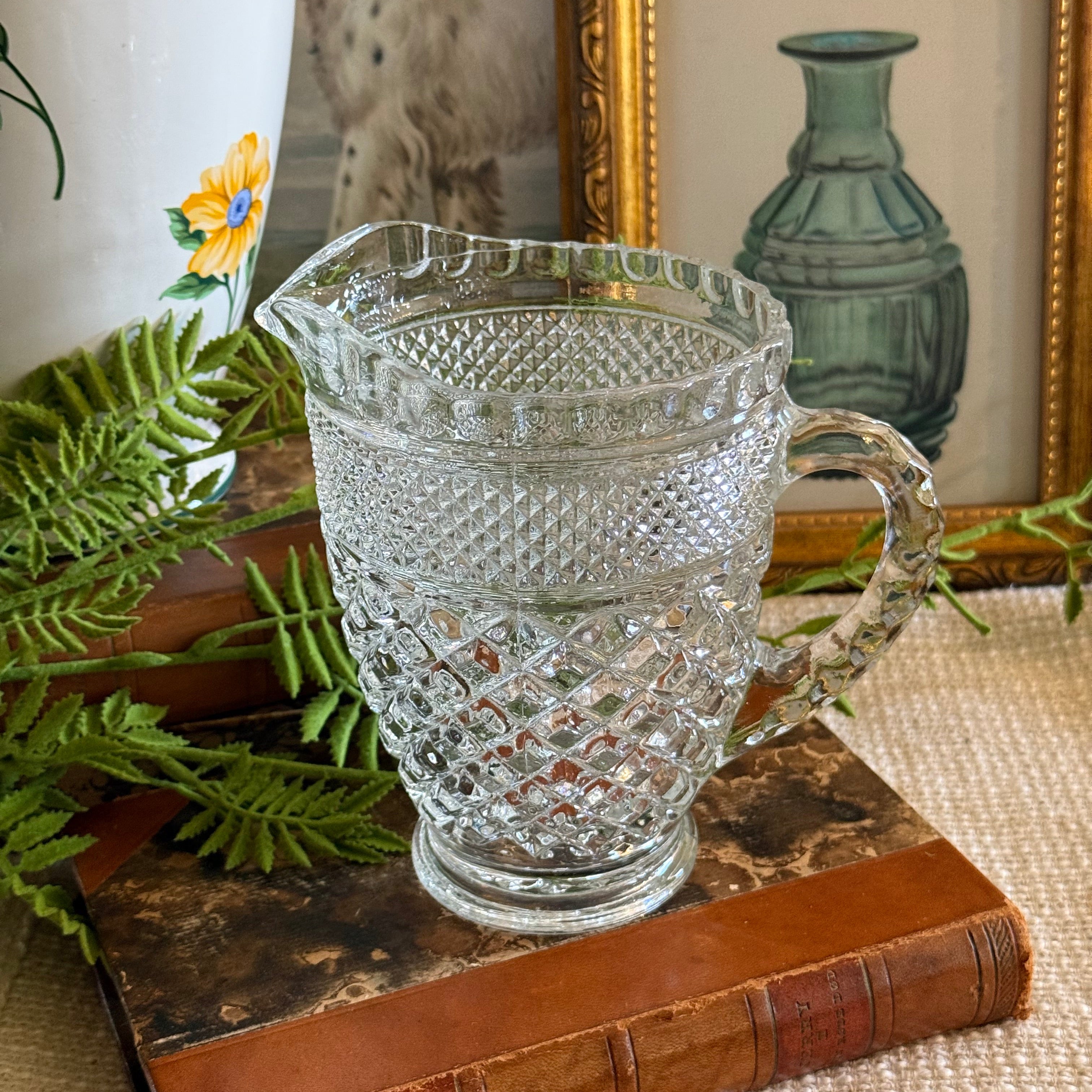 Vintage 5.5" Anchor Hocking Wexford Pattern Pitcher