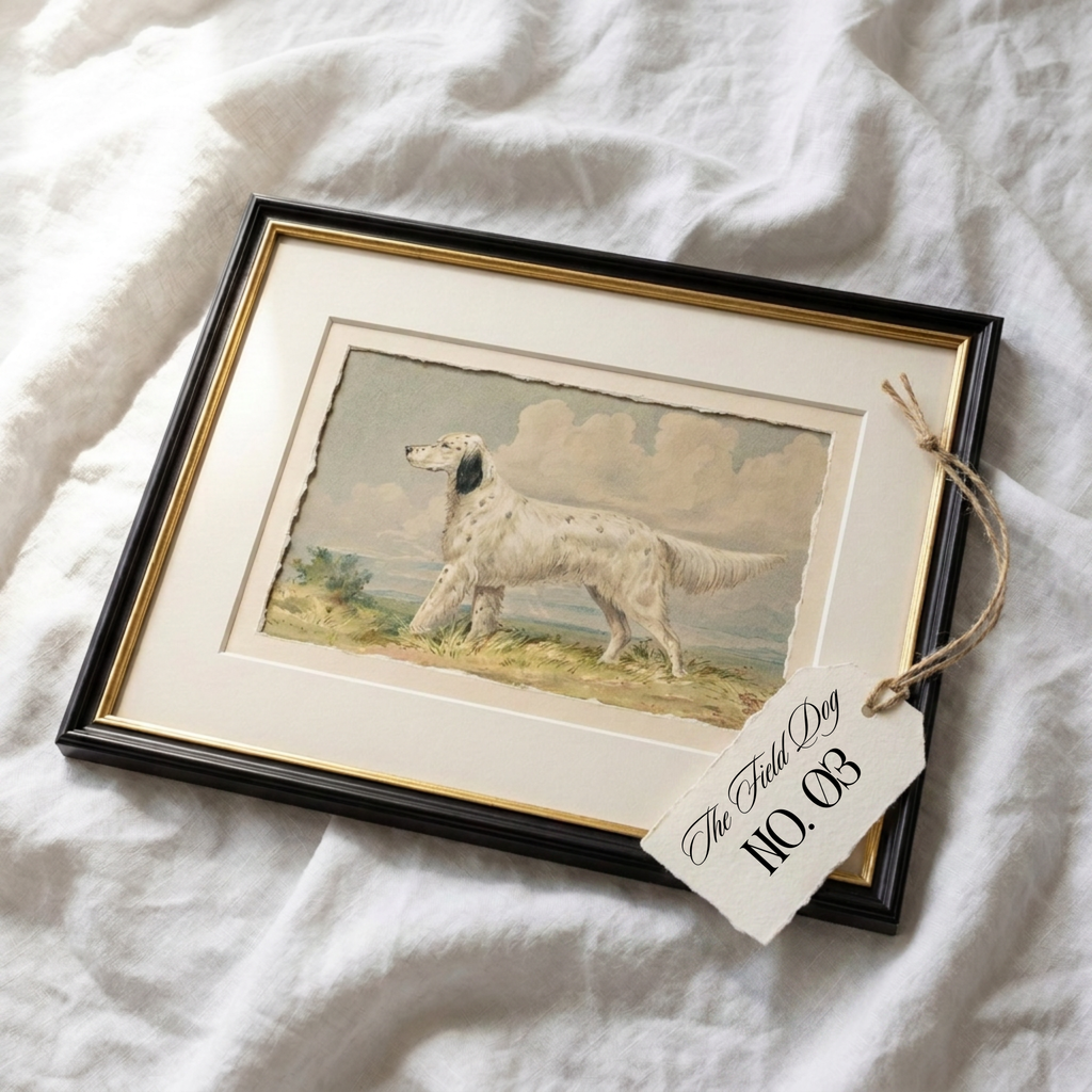 The Field Dog No. 03 - Archival Deckled Edge Framed Sporting Dog Print