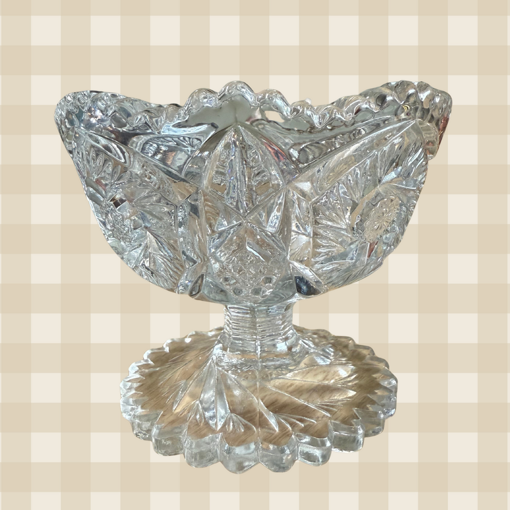 Vintage Pinwheel Sawtooth Cut Rim Compote Dish