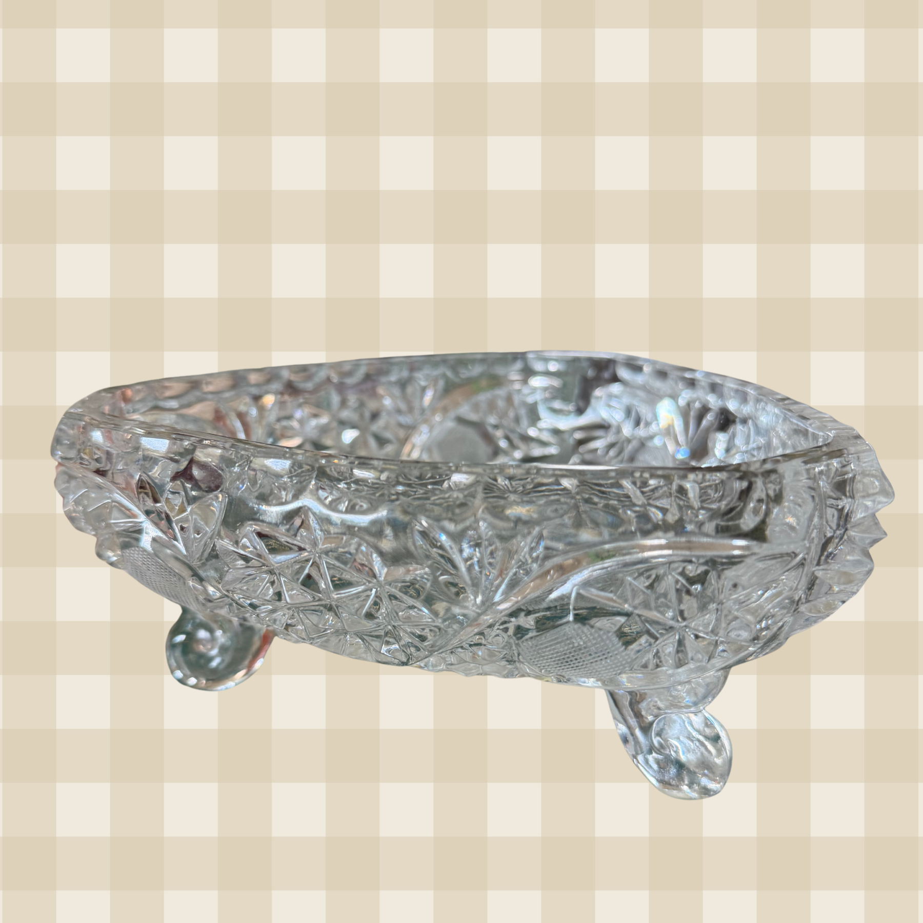 Vintage German Crystal Snowflake Burst Bowl