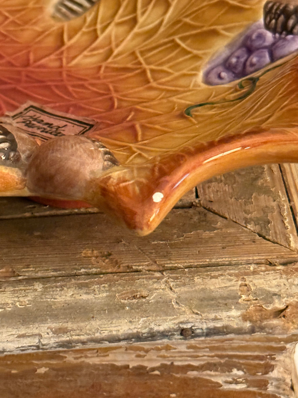 Vintage Fitz and Floyd Squirrel Leaf Ceramic Trinket Dish Autumn Decor