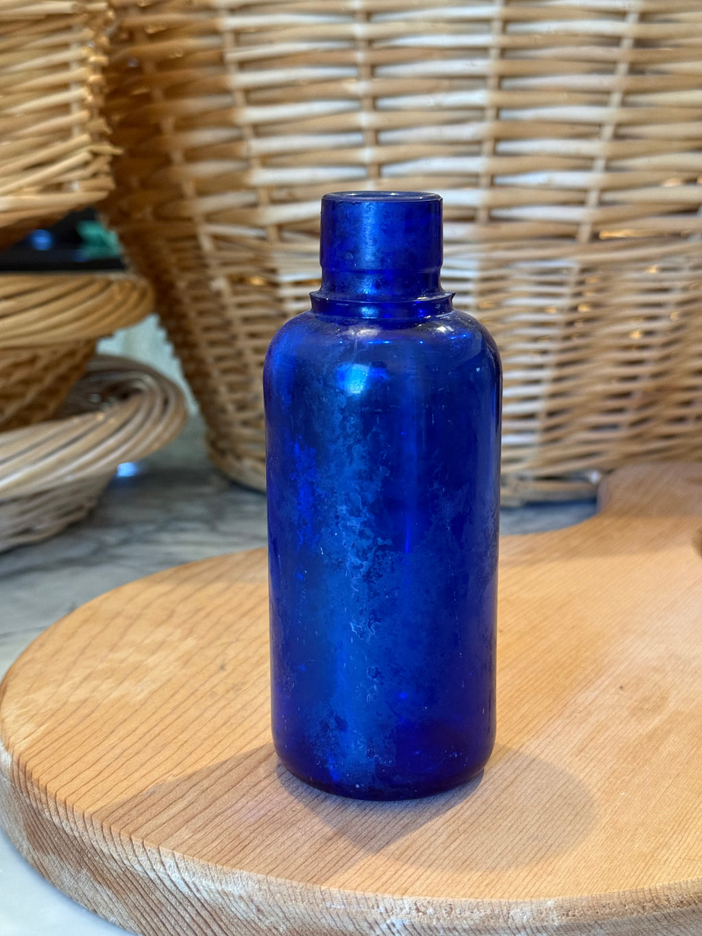 Vintage Smooth Cobalt Blue Medicine Bottle