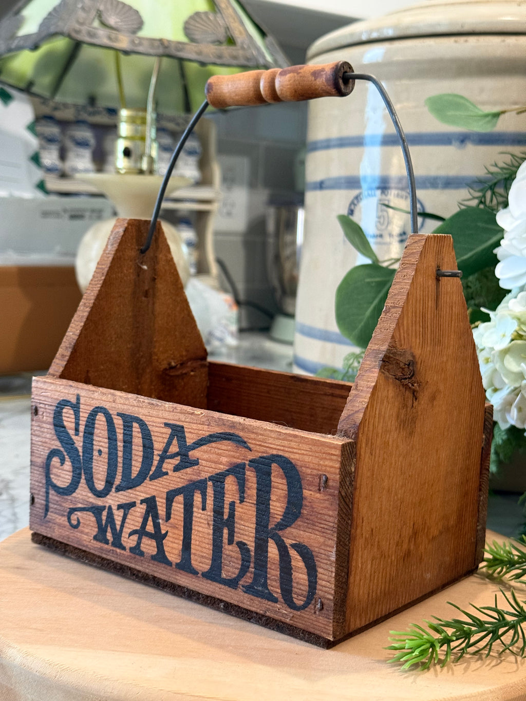 Vintage Wooden Soda Water Crate Caddy
