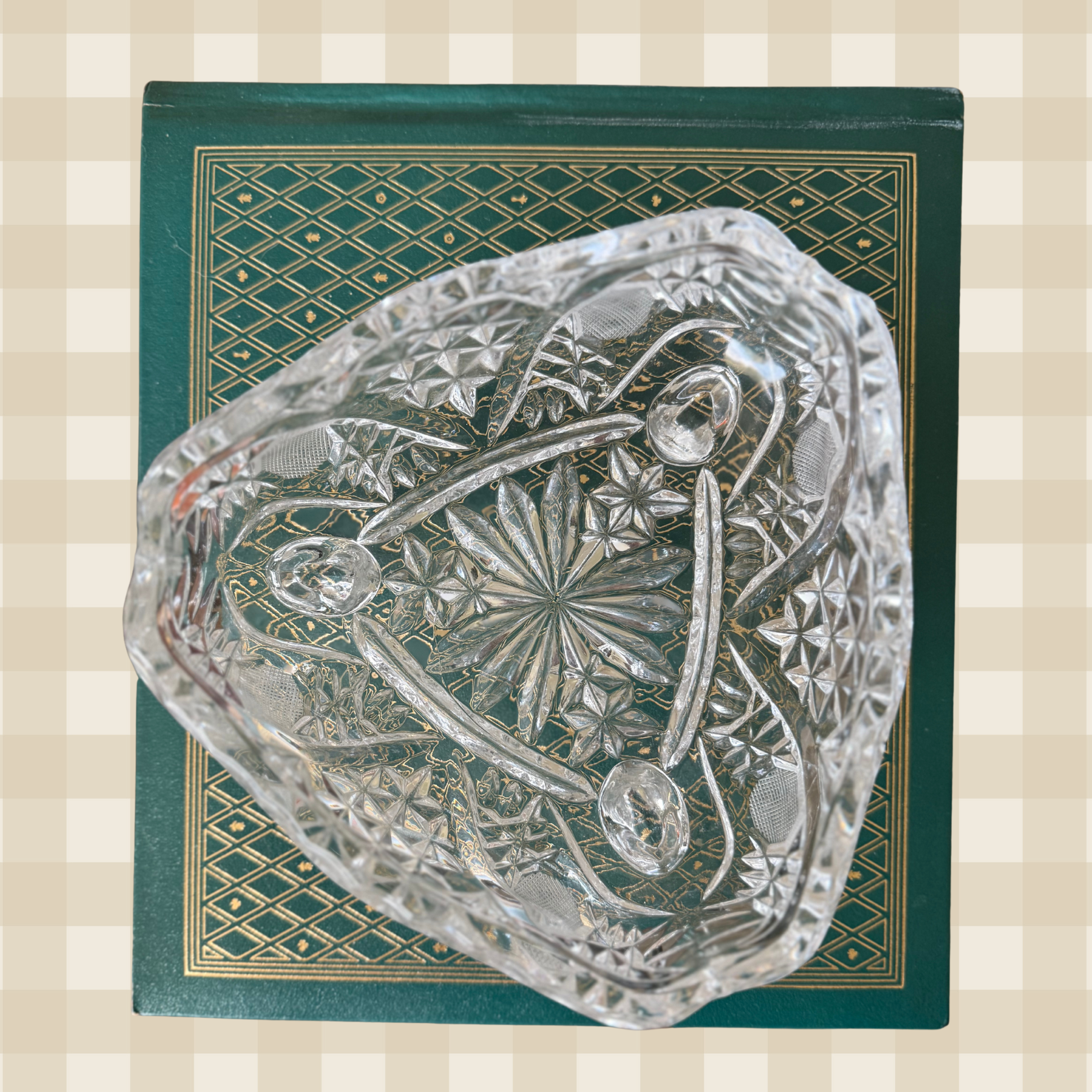 Vintage German Crystal Snowflake Burst Bowl