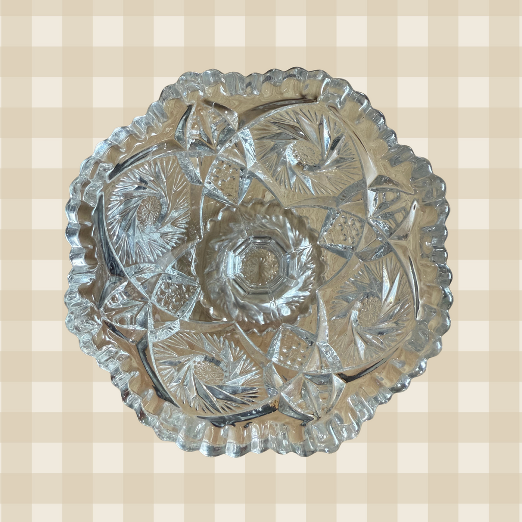 Vintage Pinwheel Sawtooth Cut Rim Compote Dish